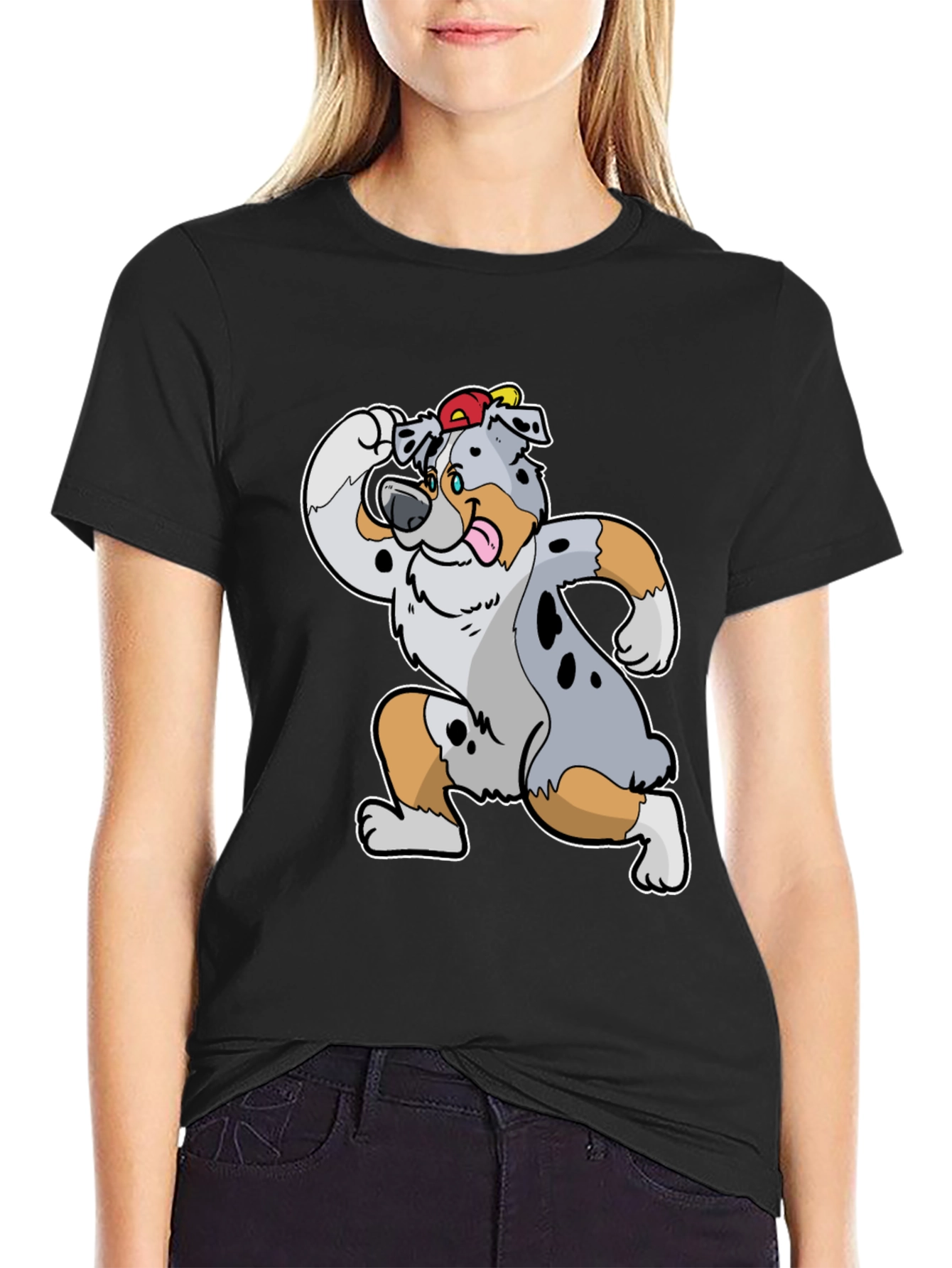 Black Dog Cartoon T-Shirt view 2