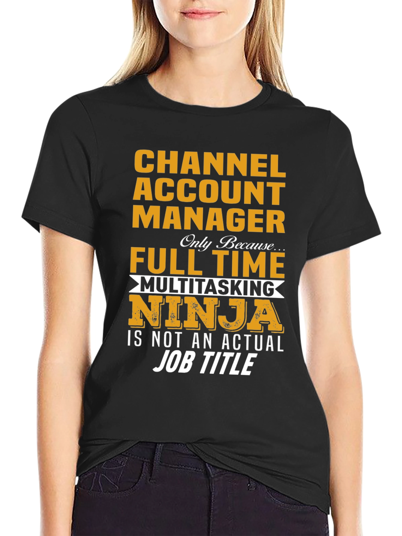 Black Channel Account Manager Multitasking Ninja T-Shirt view 2