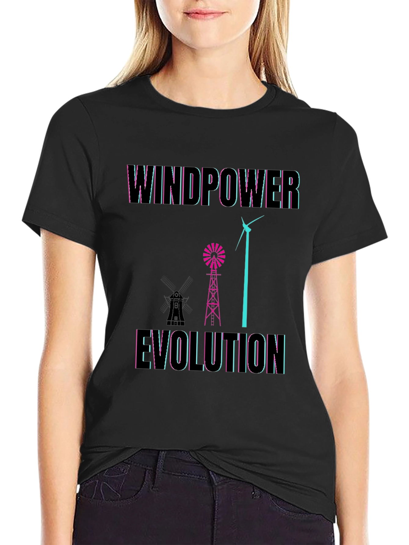Black Windpower Evolution Graphic Tee - Black Cotton T-Shirt view 2