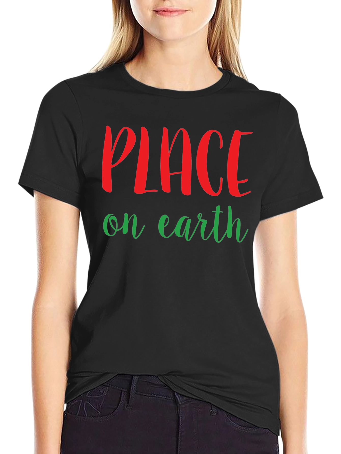 Black Peace On Earth Graphic T-Shirt view 2