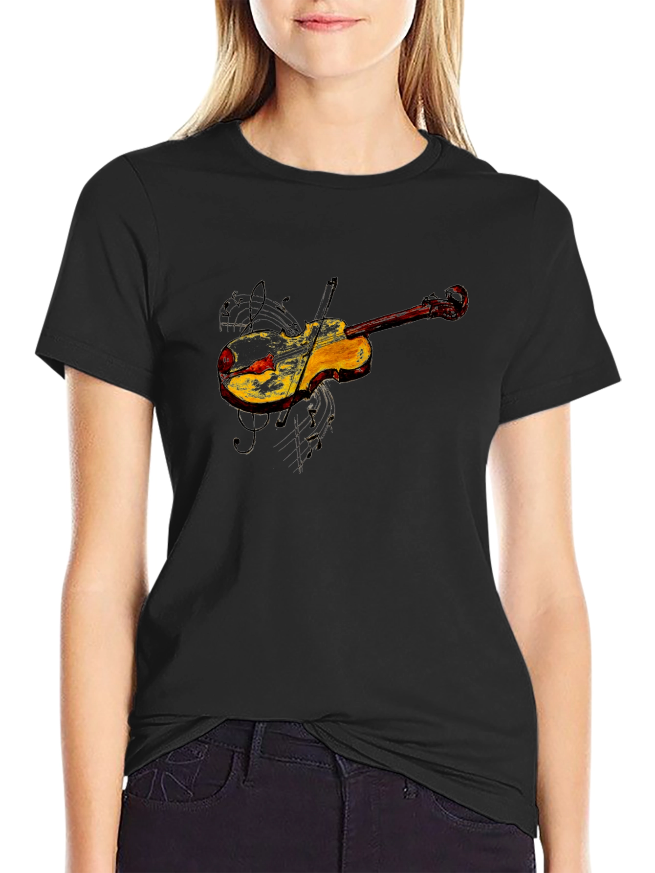 Black Violin Graphic Tee - Black Cotton Blend view 2