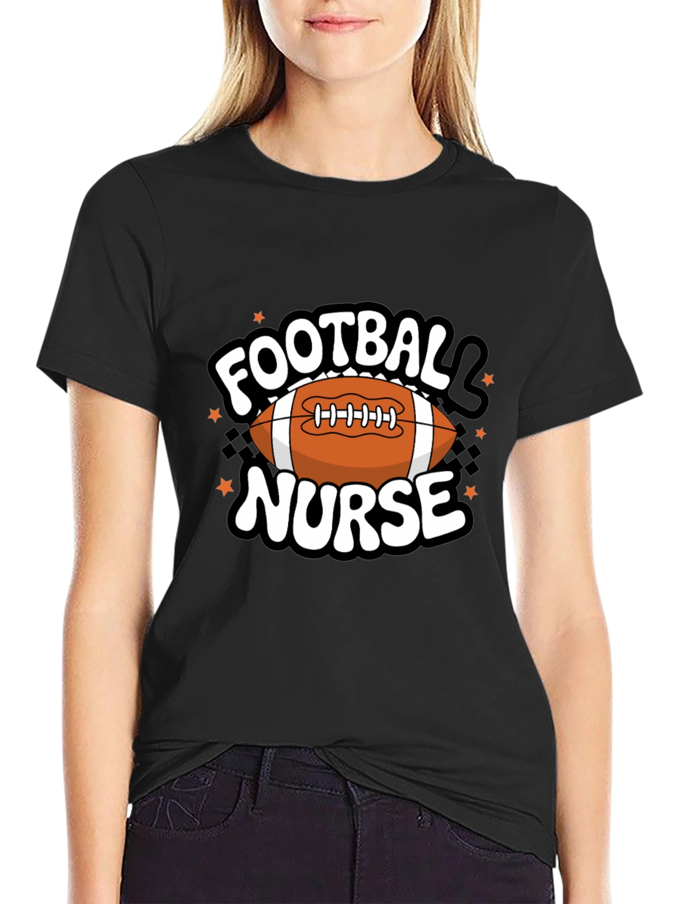 Black Football Nurse Graphic T-Shirt view 2