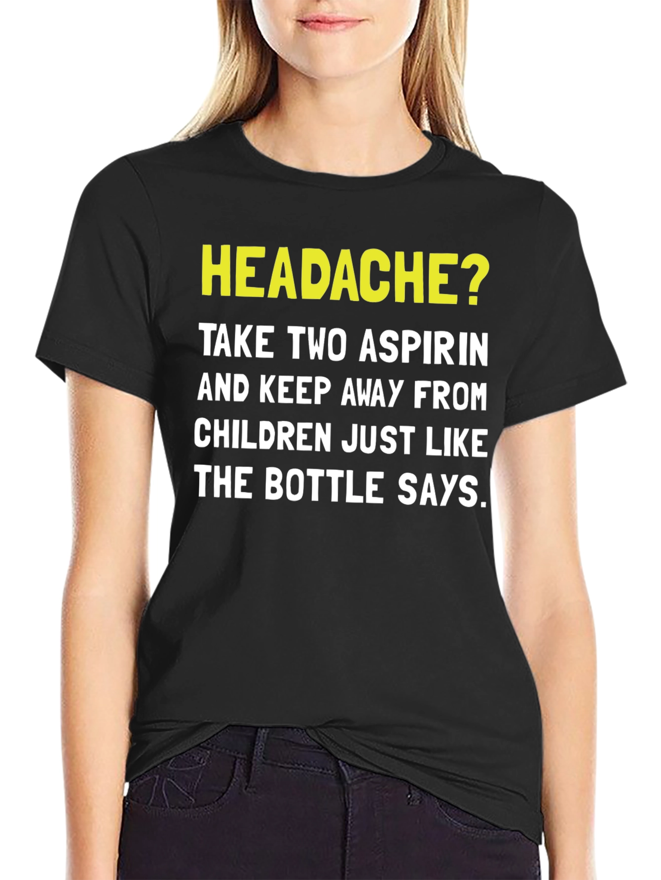 Black Headache Aspirin Humor T-Shirt view 2
