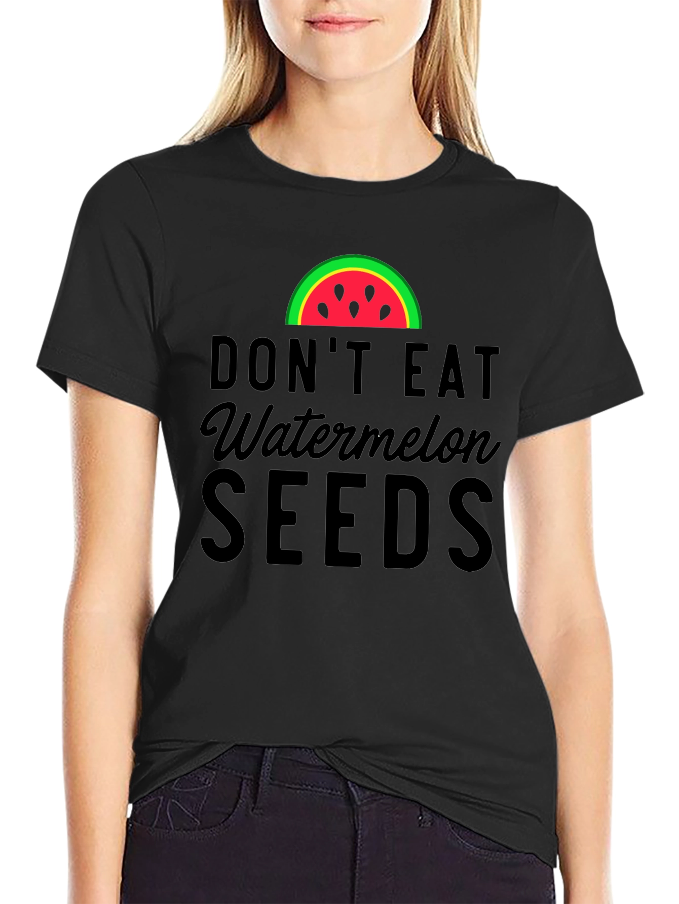 Black Don't Eat Watermelon Seeds T-Shirt - Funny Graphic Tee view 2