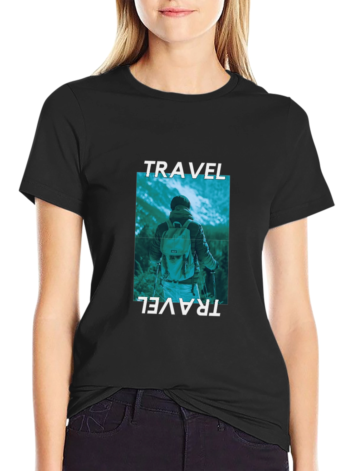 Black Travel Adventure Graphic Tee - Black view 2