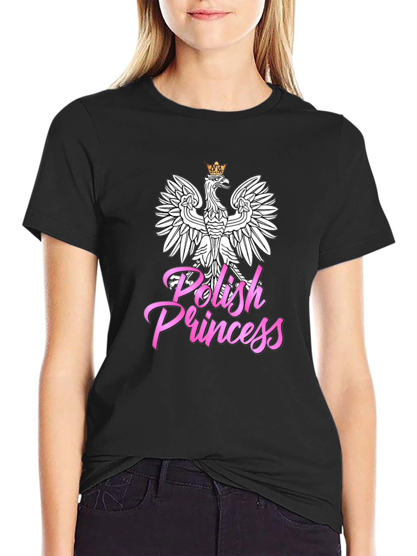 Polish Princess T-Shirt - Black Crew Neck Tee - 2