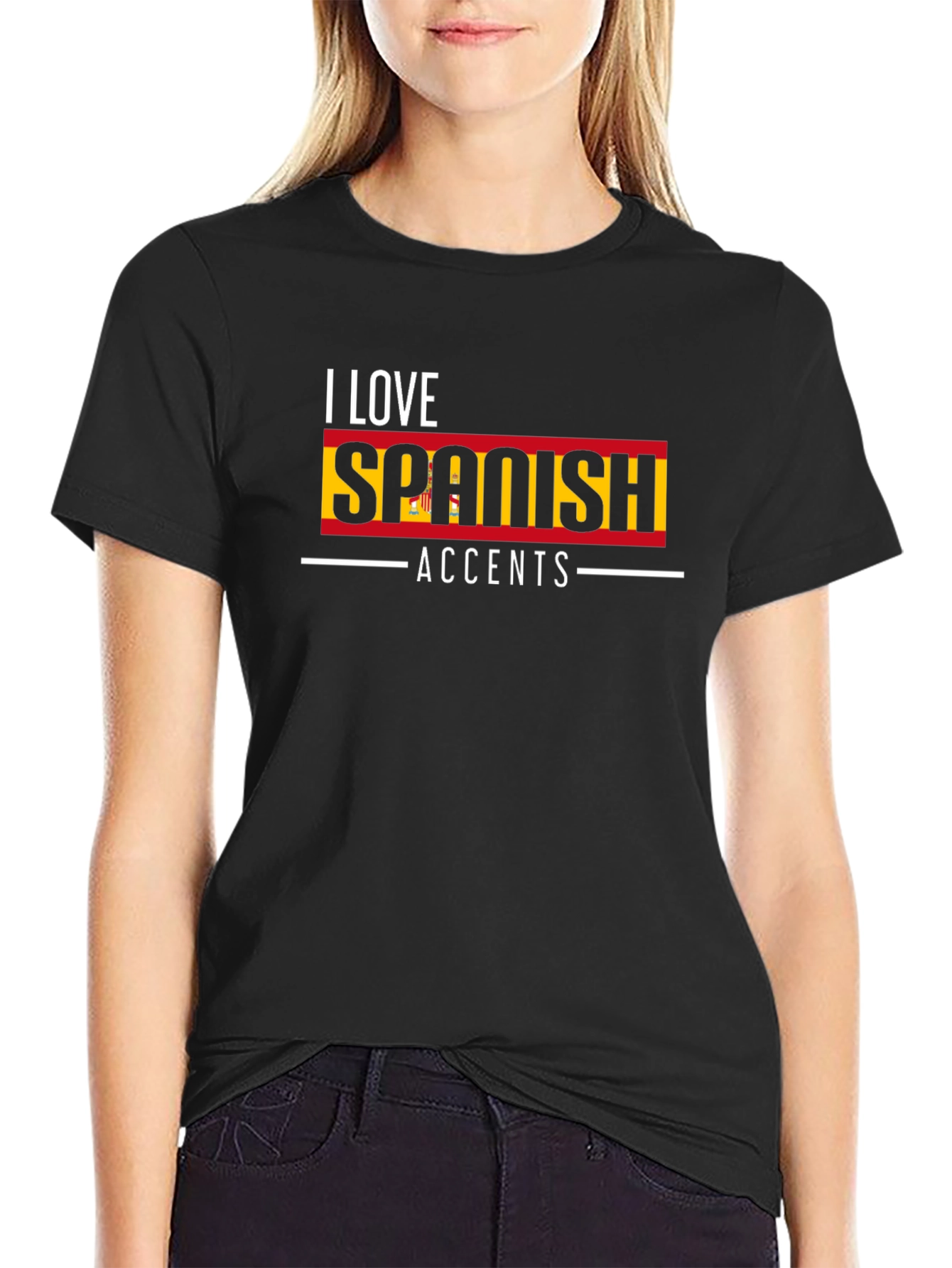 Black I Love Spanish Accents T-Shirt - Black view 2