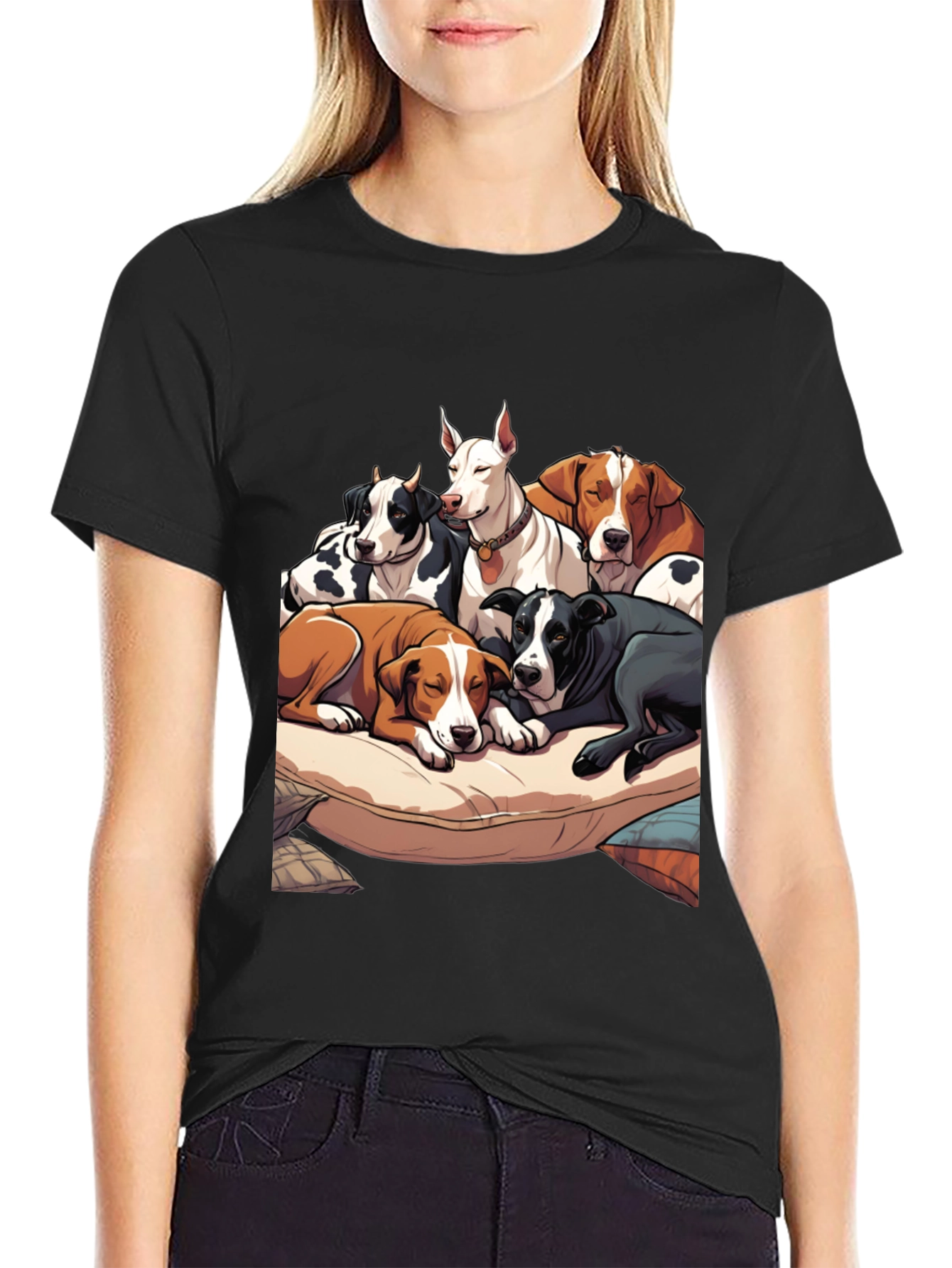 Black Dogs Pileup Graphic Tee - Soft Cotton view 2