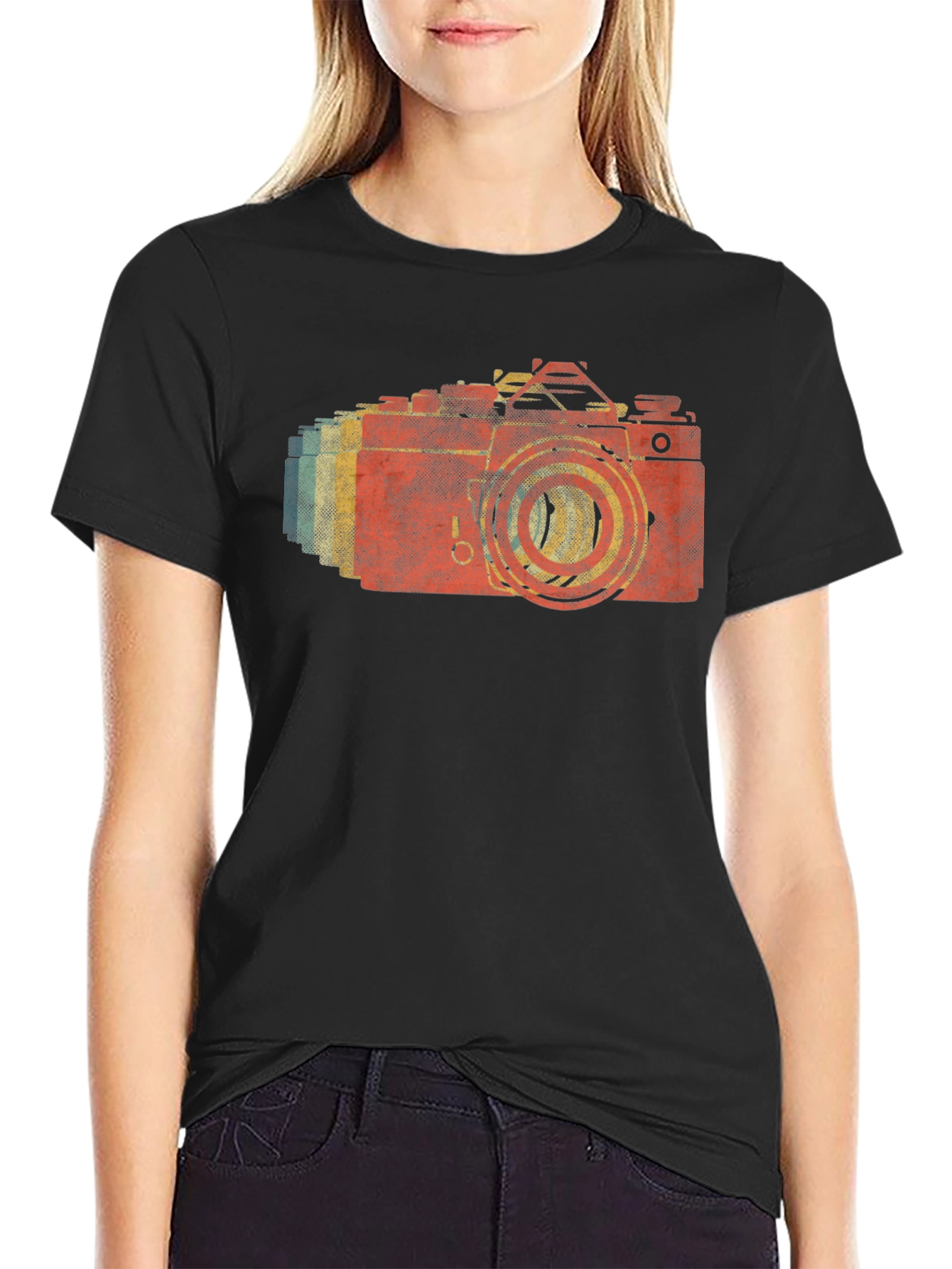 Black Retro Camera T-Shirt - Vintage Photographer Style view 2