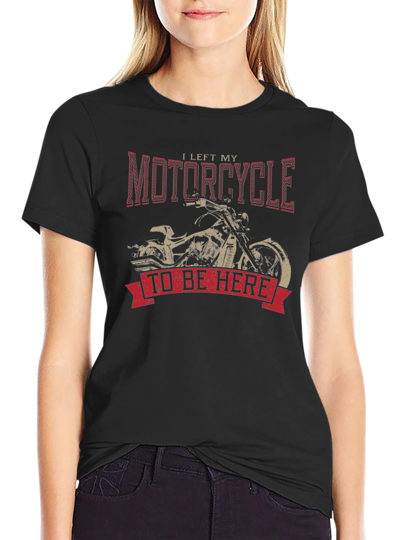 Black Motorcycle T-Shirt - I Left My Motorcycle To Be Here view 2