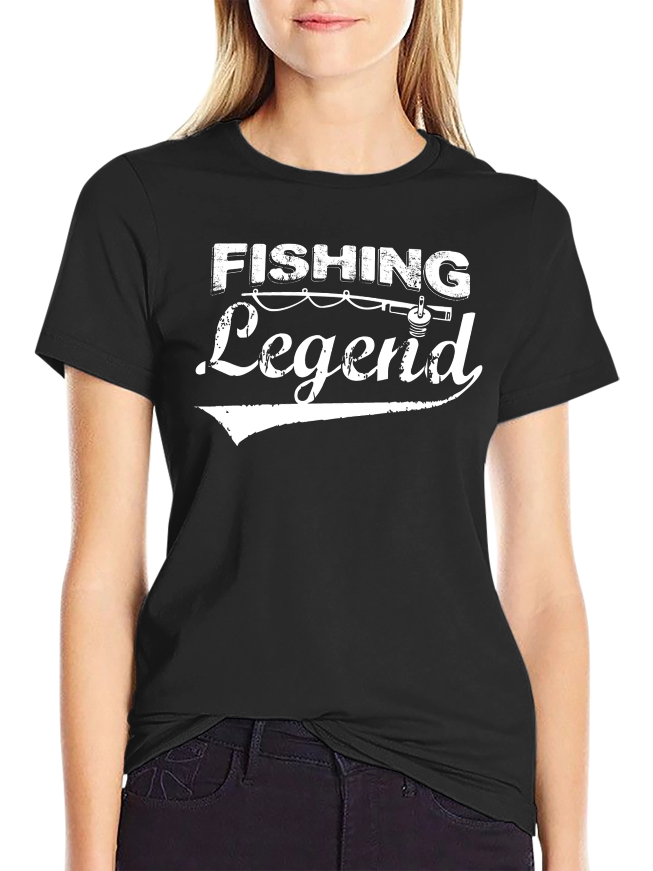 Black Fishing Legend Graphic Tee - Black Cotton T-Shirt view 2