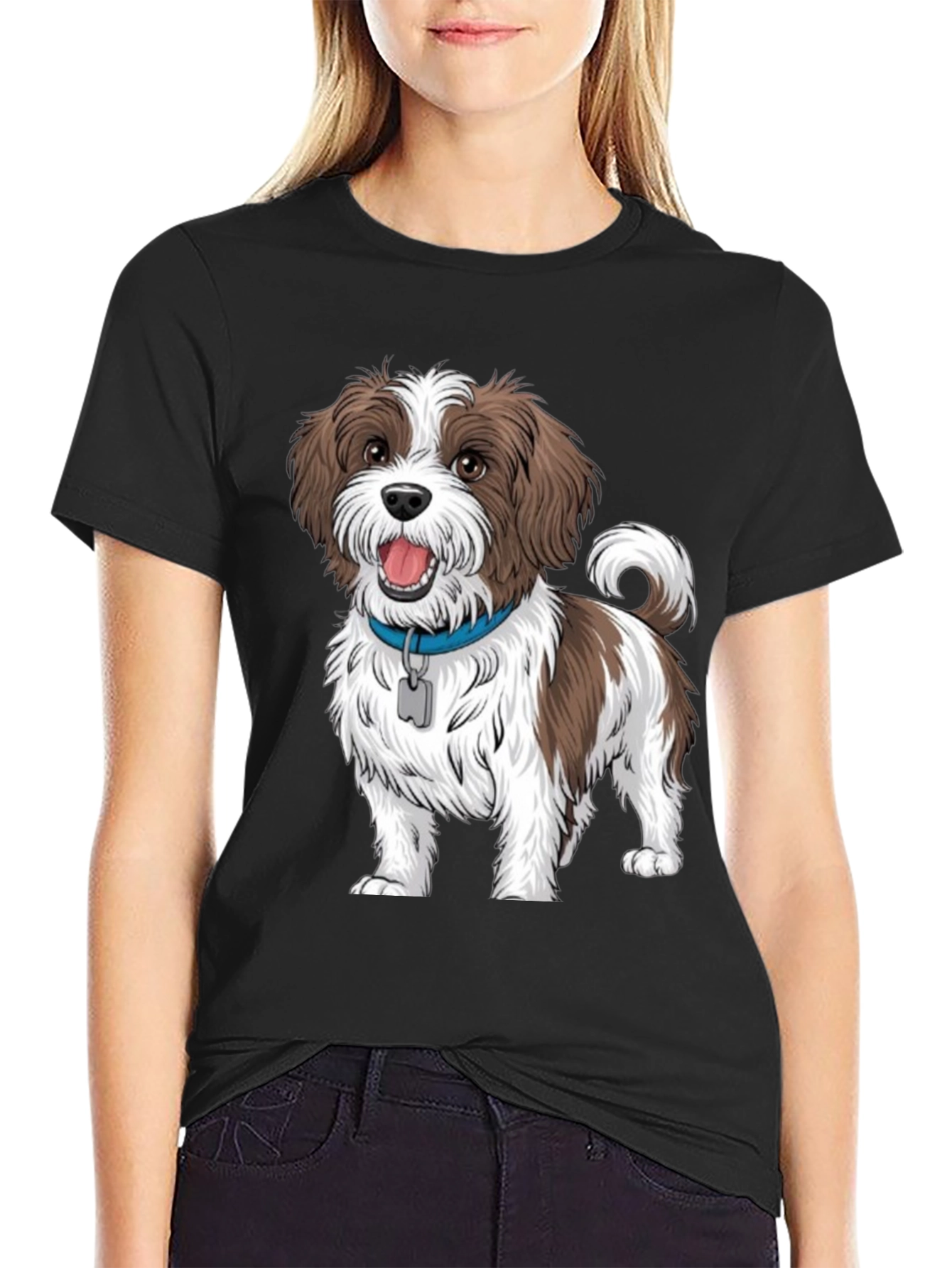 Black Dog Graphic Tee - Casual Black T-Shirt view 2