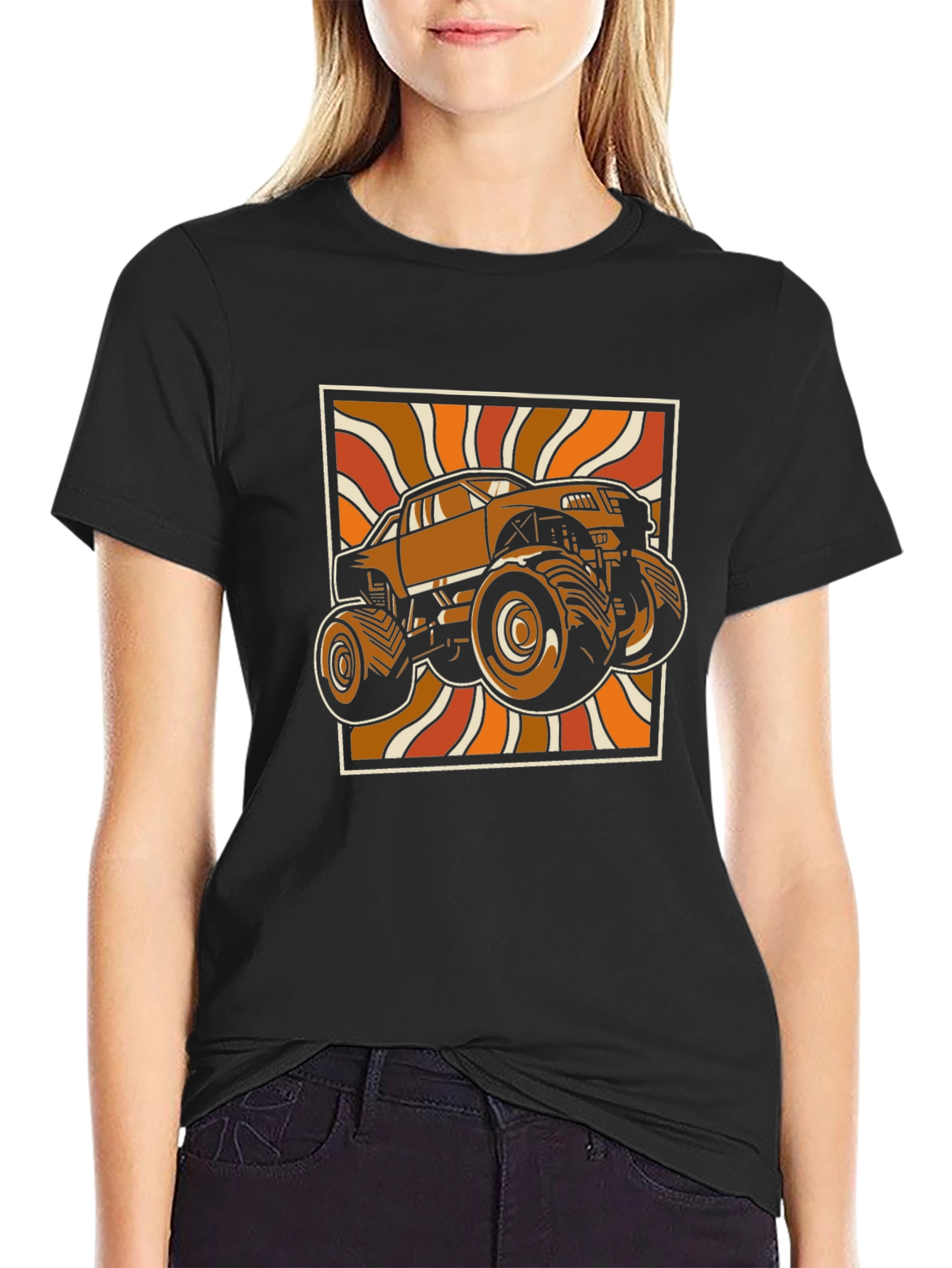 Black Retro Monster Truck Graphic Tee - Black view 2