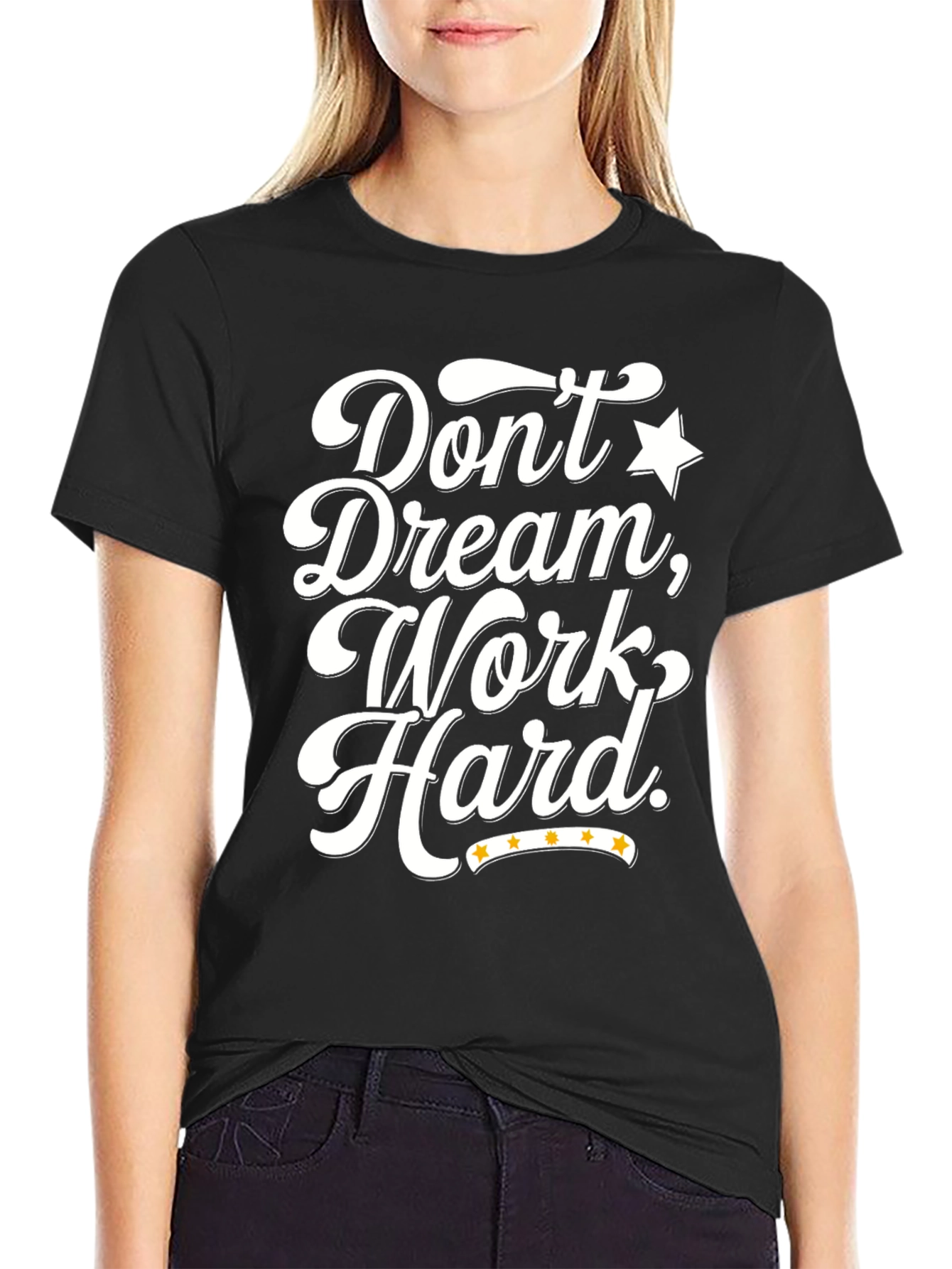 Black Don't Dream, Work Hard Black Graphic Tee view 2
