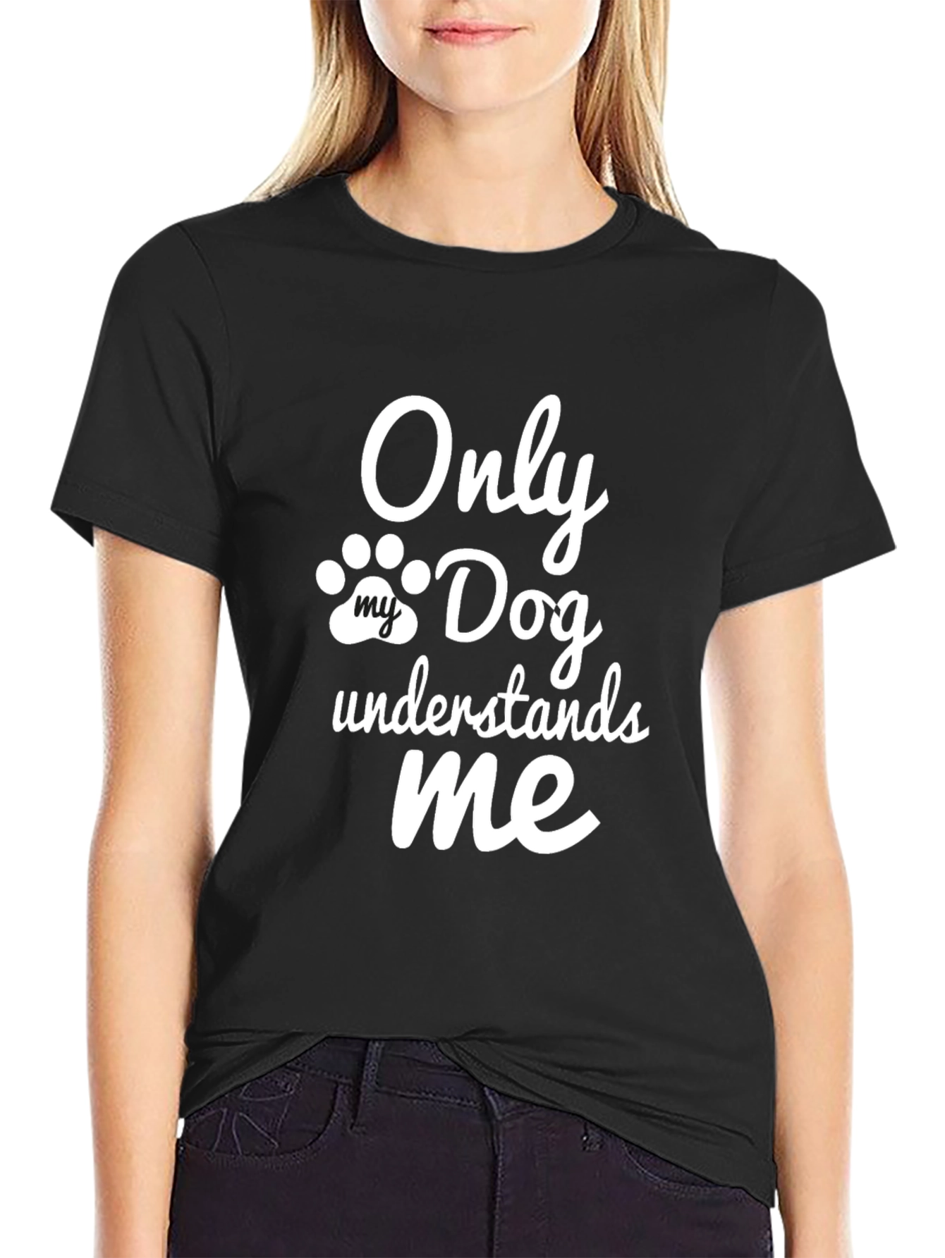 Black Only My Dog Understands Me - Novelty T-Shirt view 2