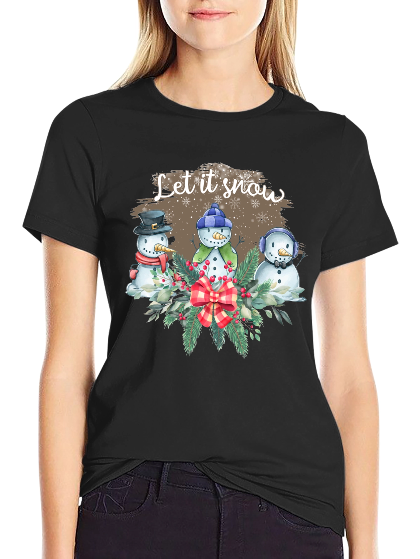 Black Festive 'Let it Snow' Holiday Graphic Tee view 2