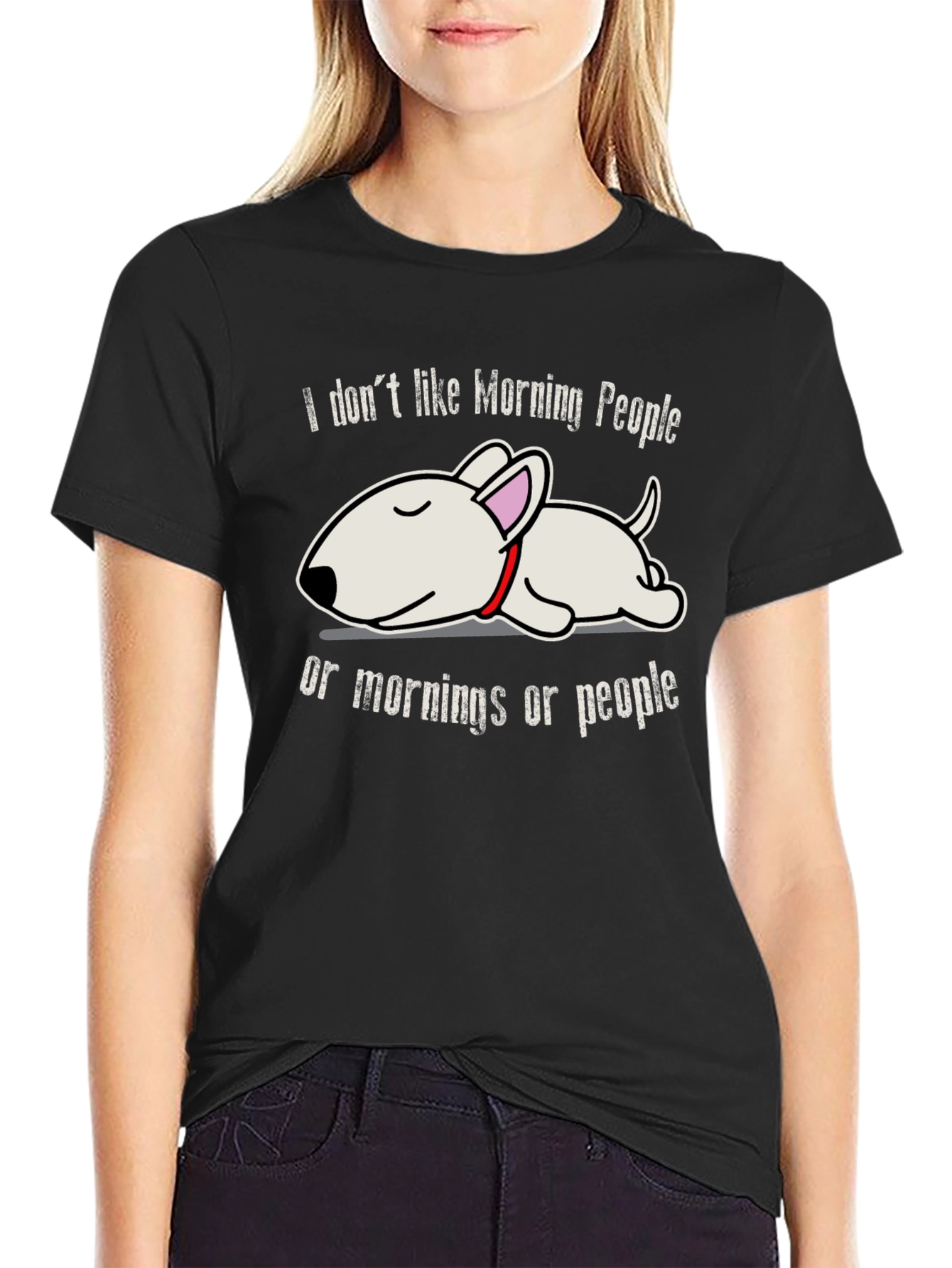 Black Lazy Dog T-Shirt: I Don't Like Morning People Tee view 2