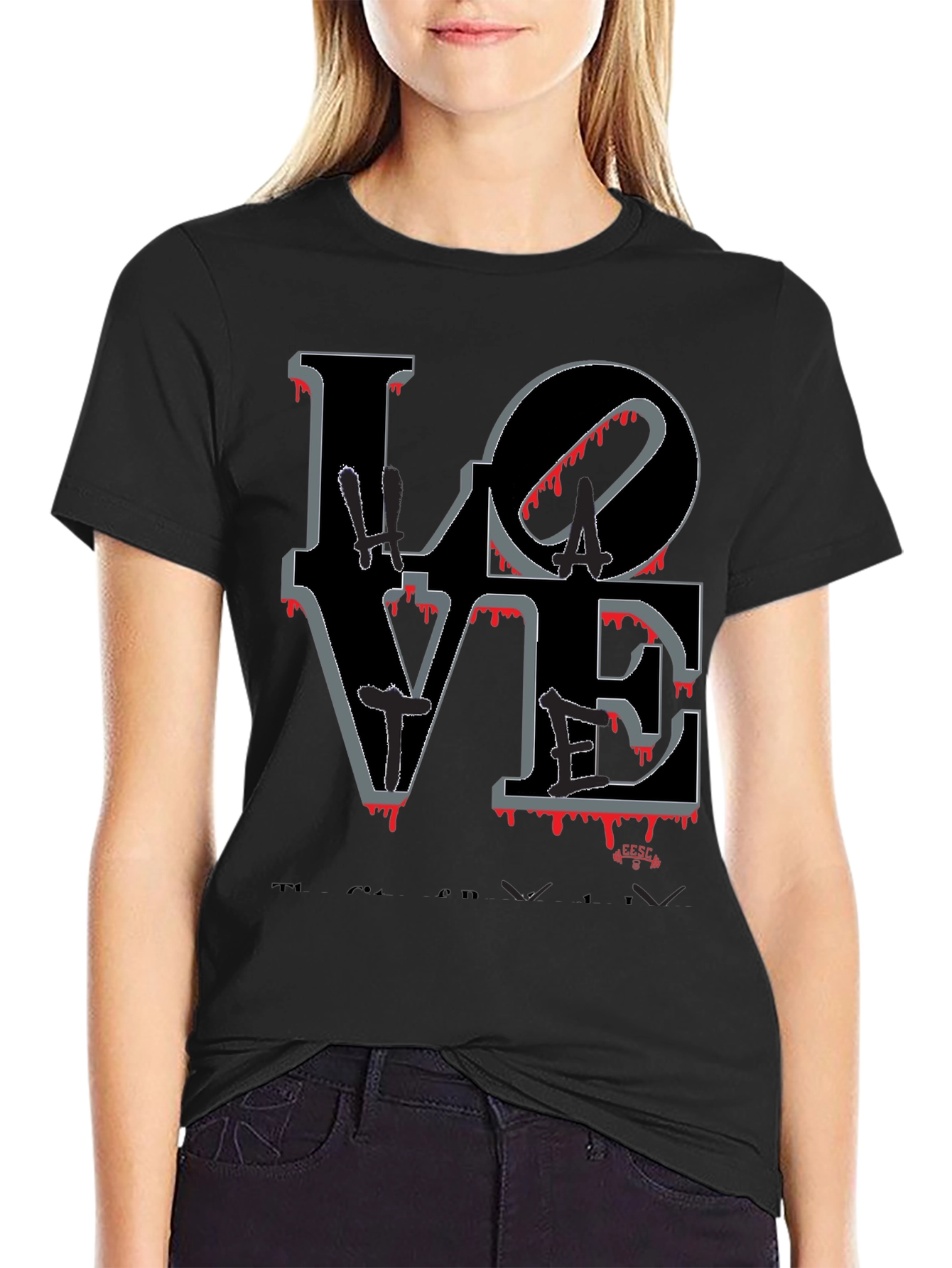 Black Bloody Love Graphic T-Shirt - Men's Crew Neck Tee view 2