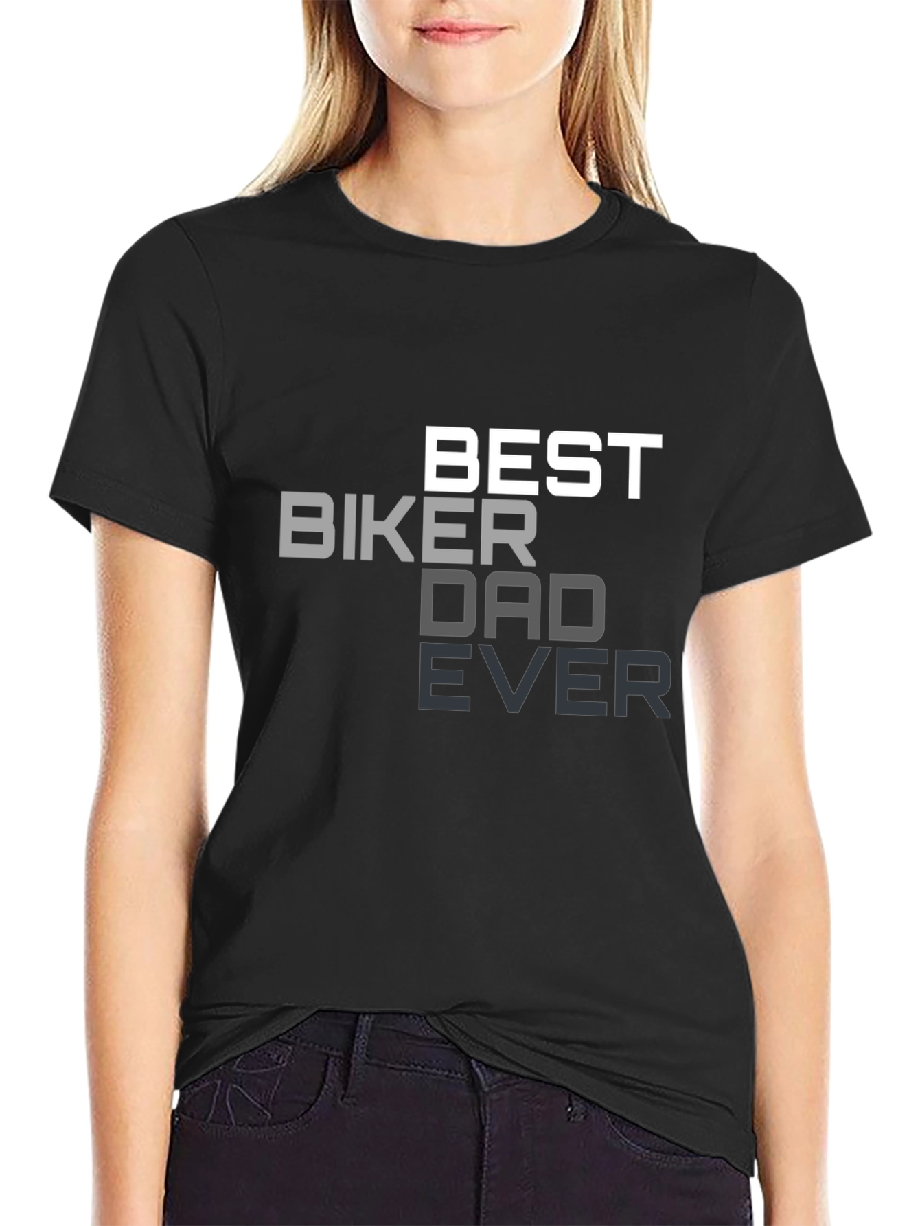 Black Best Biker Dad Ever Black T-Shirt view 2