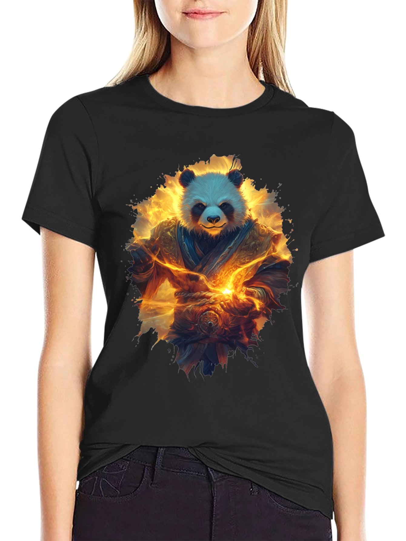 Black Panda Warrior Graphic T-Shirt view 2