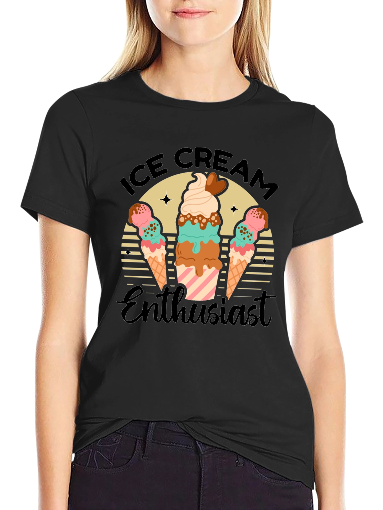 Black Ice Cream Enthusiast Graphic Tee view 2