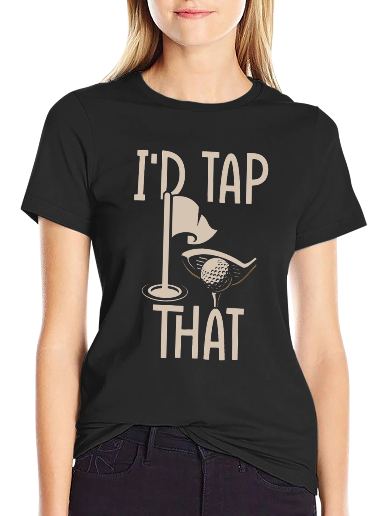 Black I'd Tap That Golf T-Shirt Funny Golfer Tee view 2