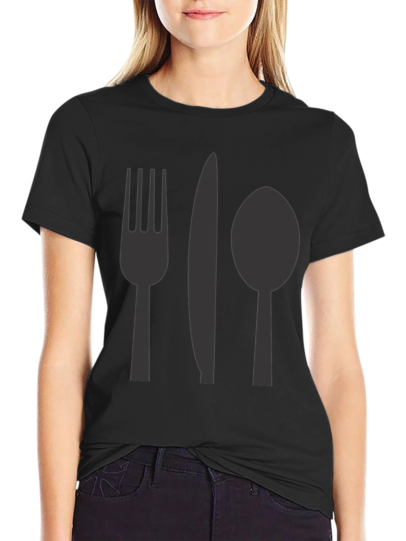 Black Cutlery Graphic T-Shirt - Casual Cotton Tee view 2