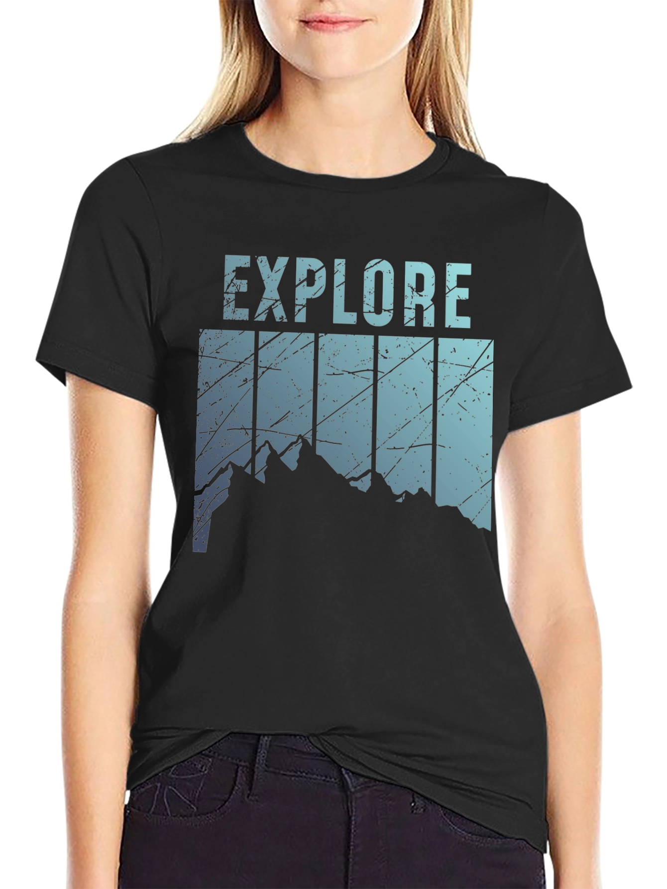 Black Explore Mountain Graphic Tee - Black view 2