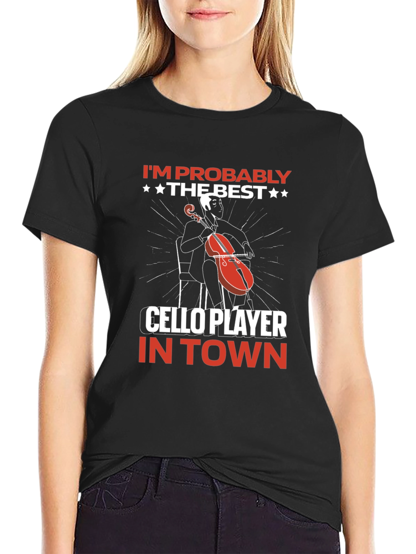 Black Best Cello Player T-Shirt: Music Lover Gift view 2