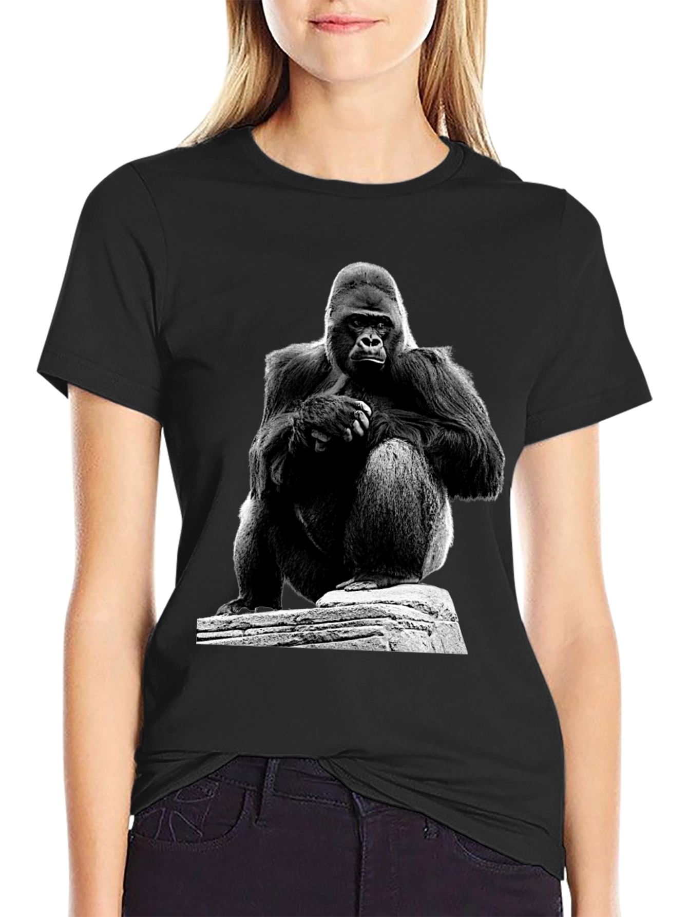 Black Gorilla Graphic T-Shirt - Black Unisex Tee view 2