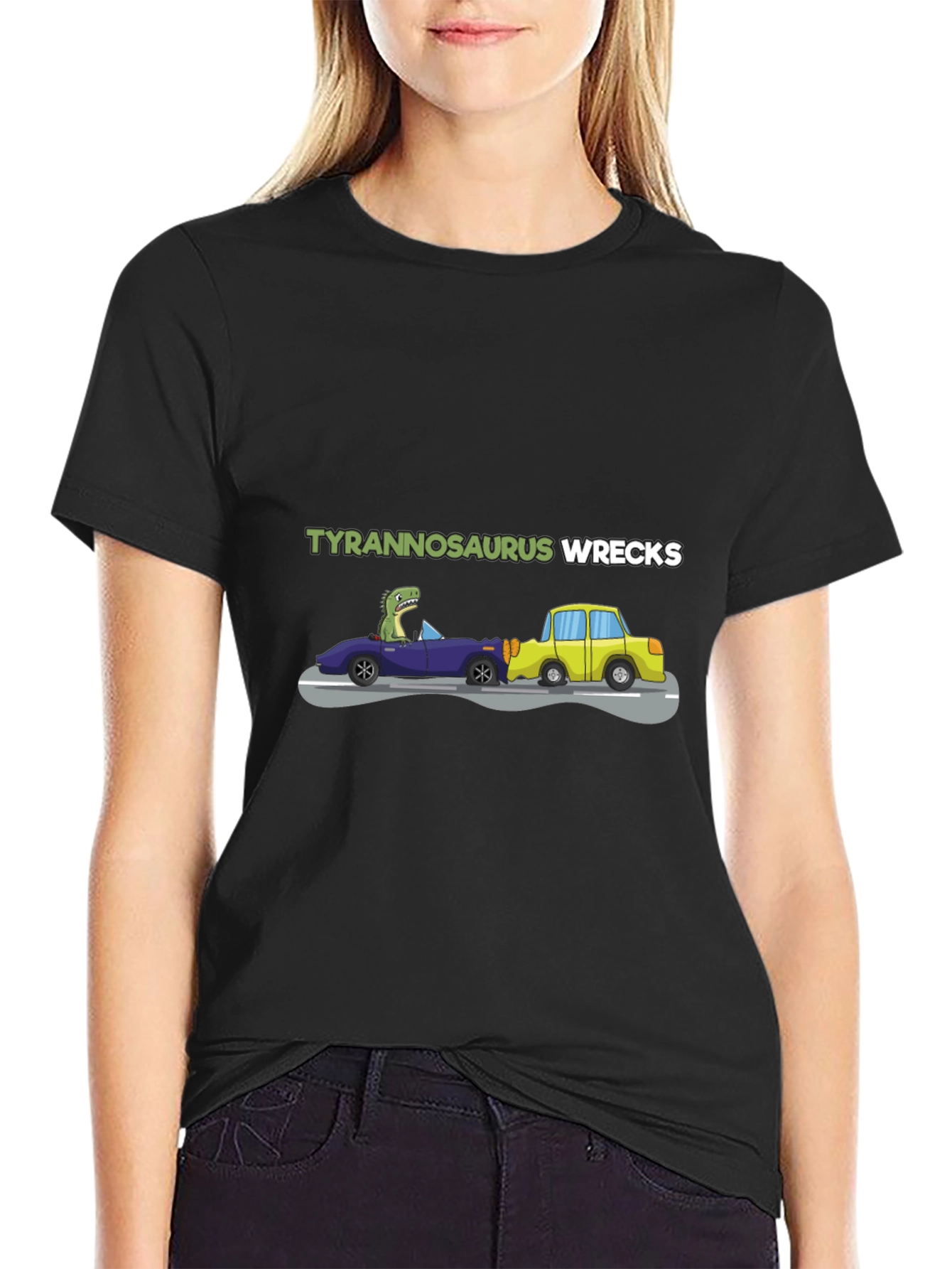 Black Tyrannosaurus Wrecks Graphic T-Shirt view 2