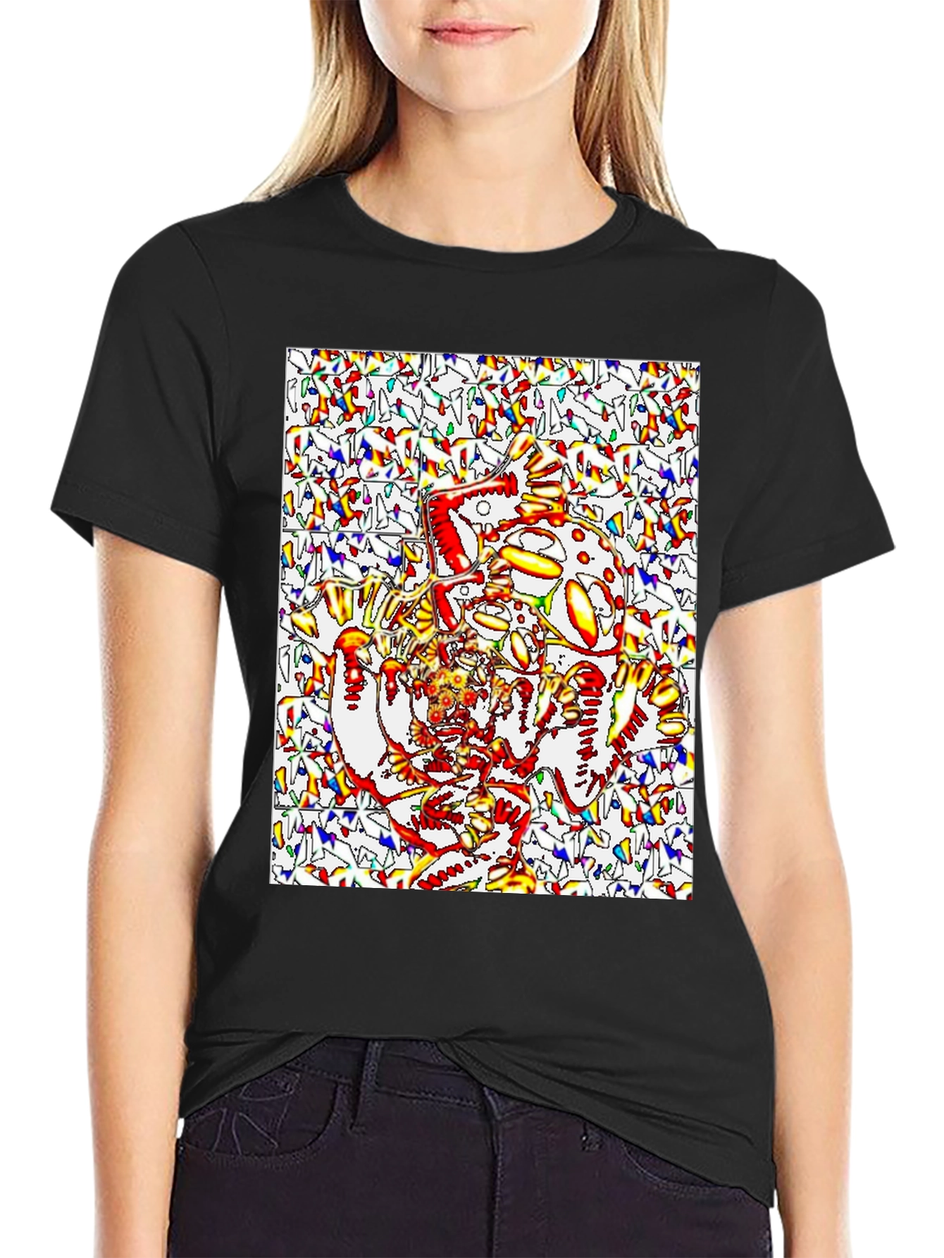 Black Psychedelic Creature Graphic Tee - Black view 2