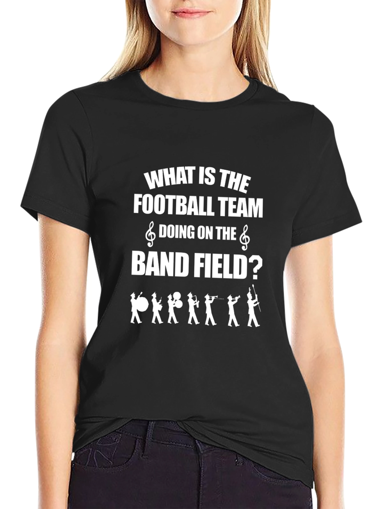 Black Funny Band & Football T-Shirt view 2