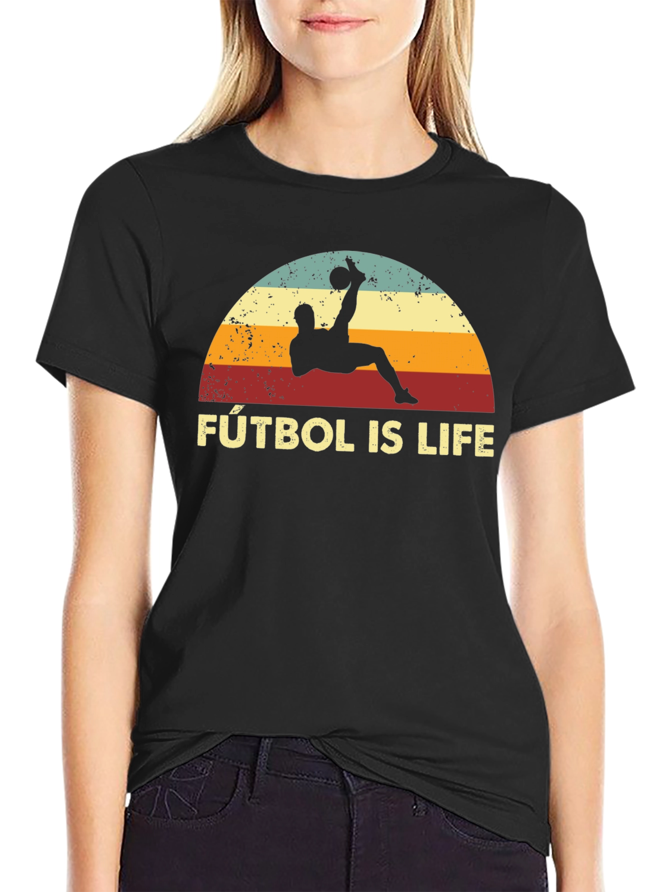Black Fútbol Is Life Graphic T-Shirt view 2