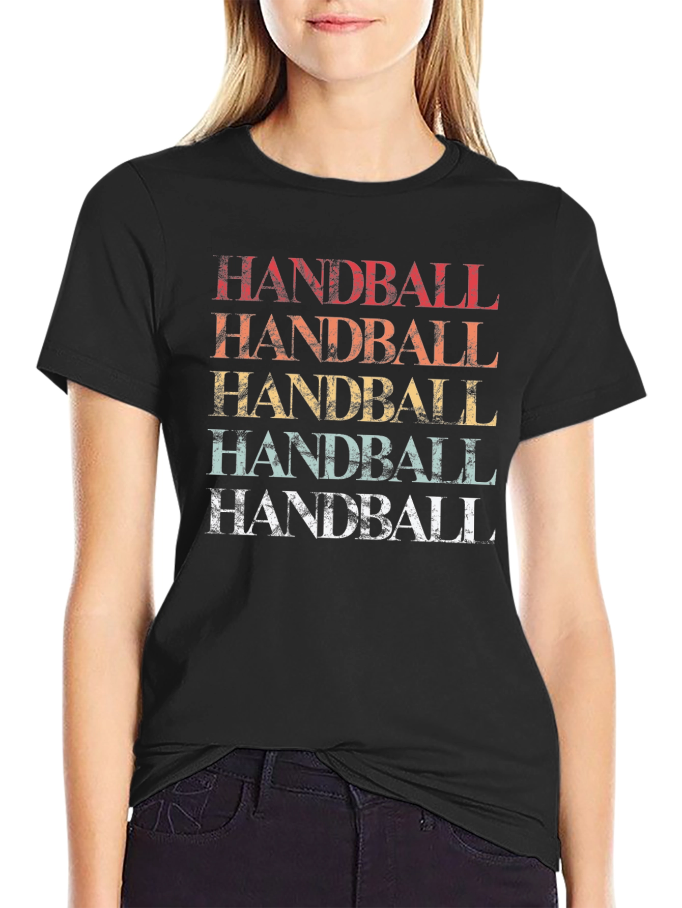 Black Retro Handball T-Shirt - Vintage Style view 2