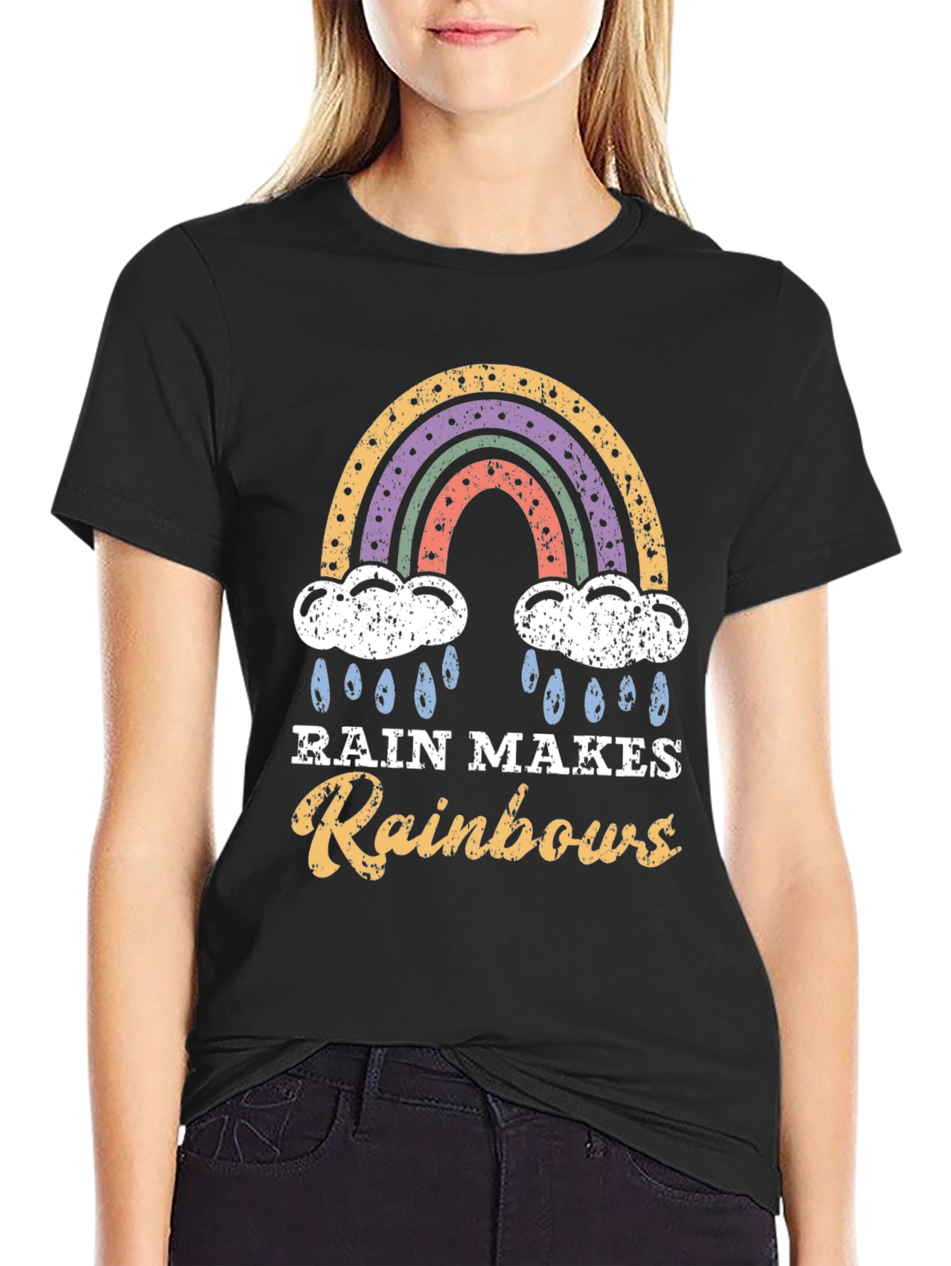 Black Rain Makes Rainbows Graphic T-Shirt view 2