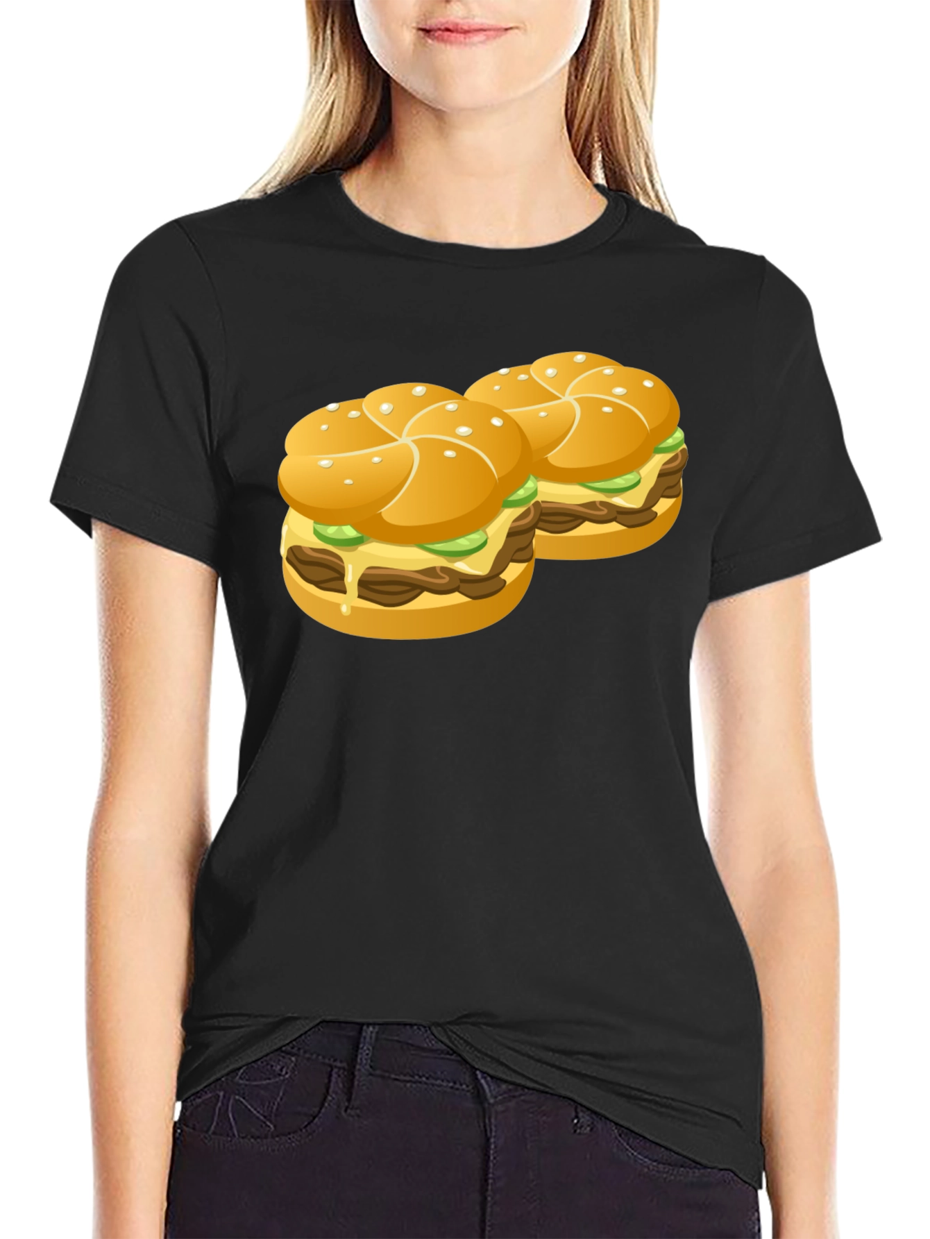 Black Burger Graphic Black T-Shirt view 2