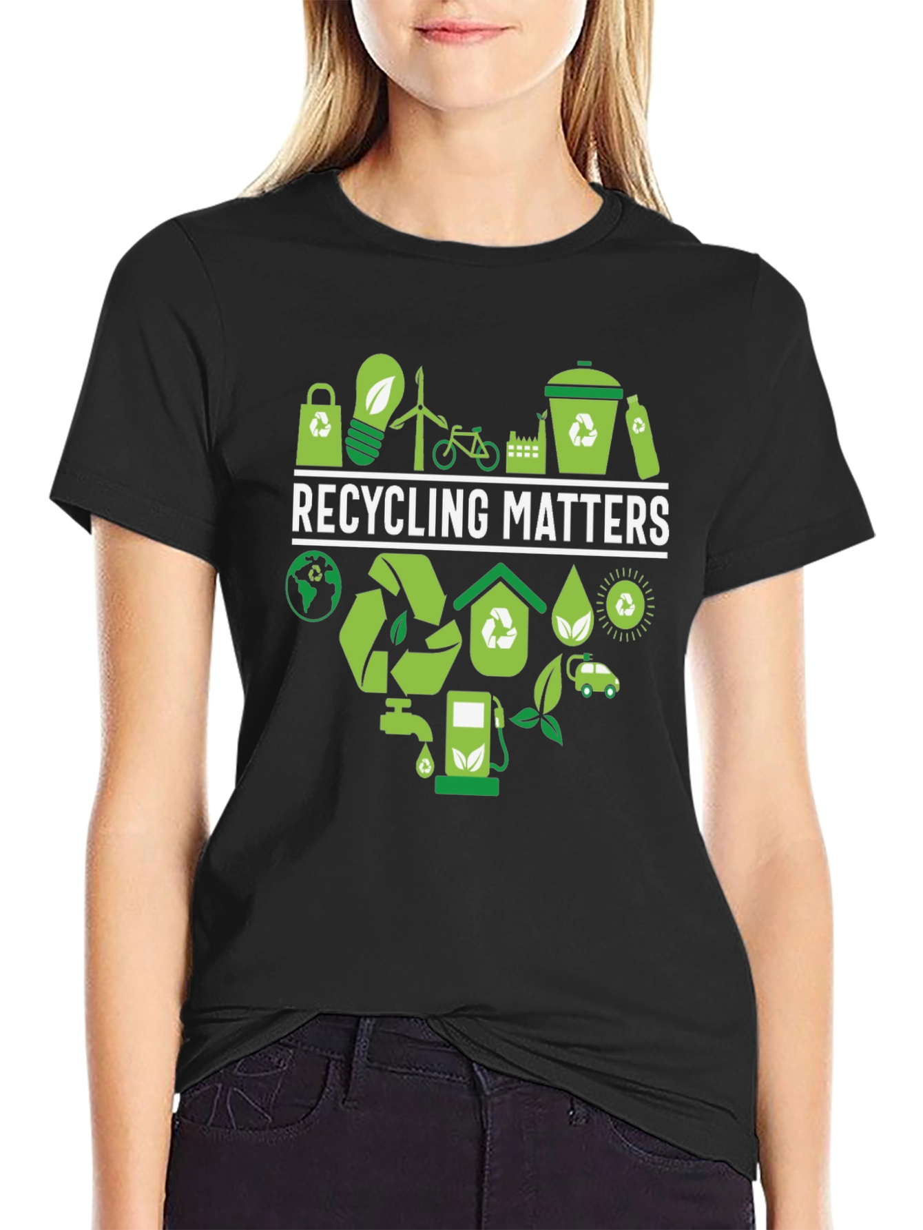 Black Recycling Matters Graphic Tee - Eco-Friendly Design view 2