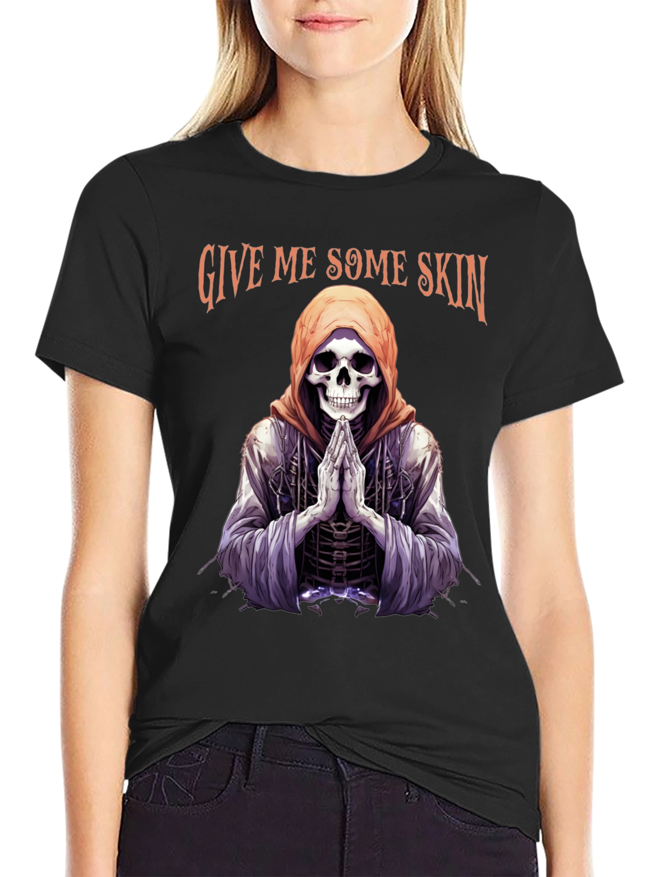 Black Give Me Some Skin Skeleton T-Shirt view 2