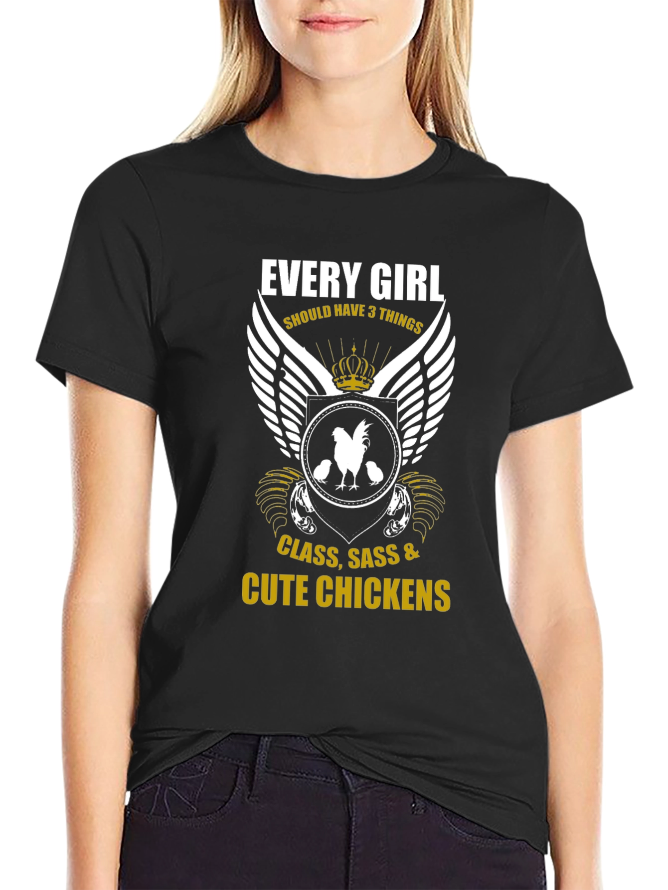 Black Every Girl Needs Cute Chickens T-Shirt view 2