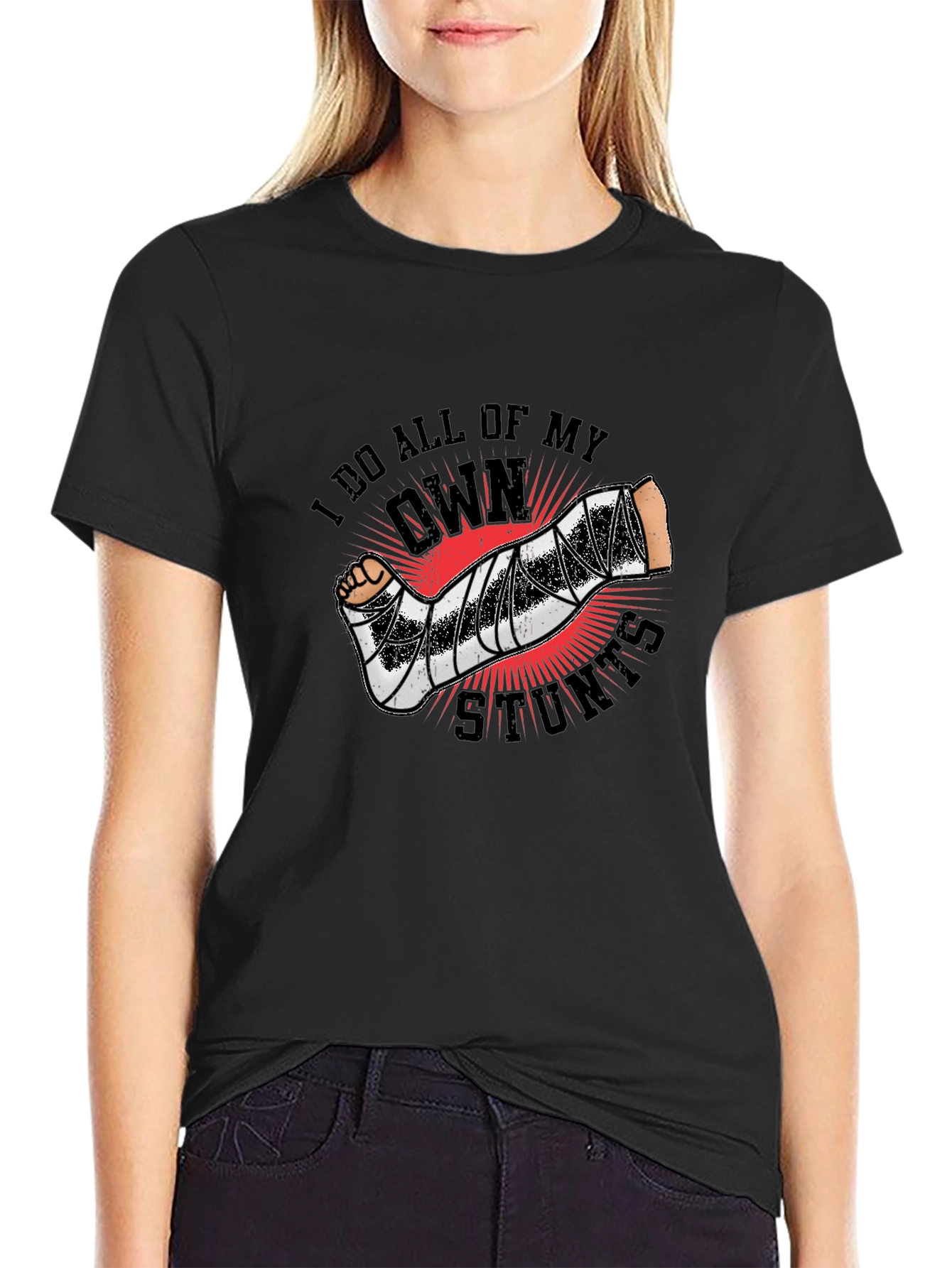 Black I Do All My Own Stunts T-Shirt view 2