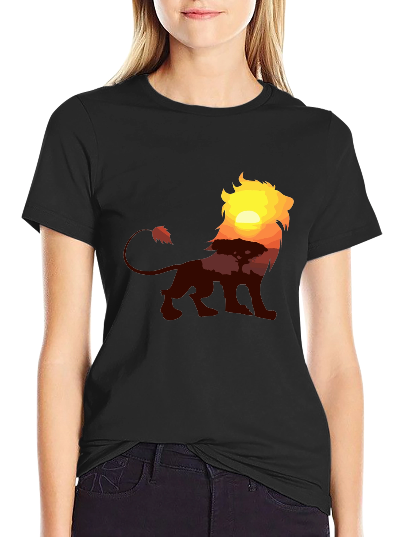 Black Lion Sunset Graphic Tee - Classic Black T-Shirt view 2