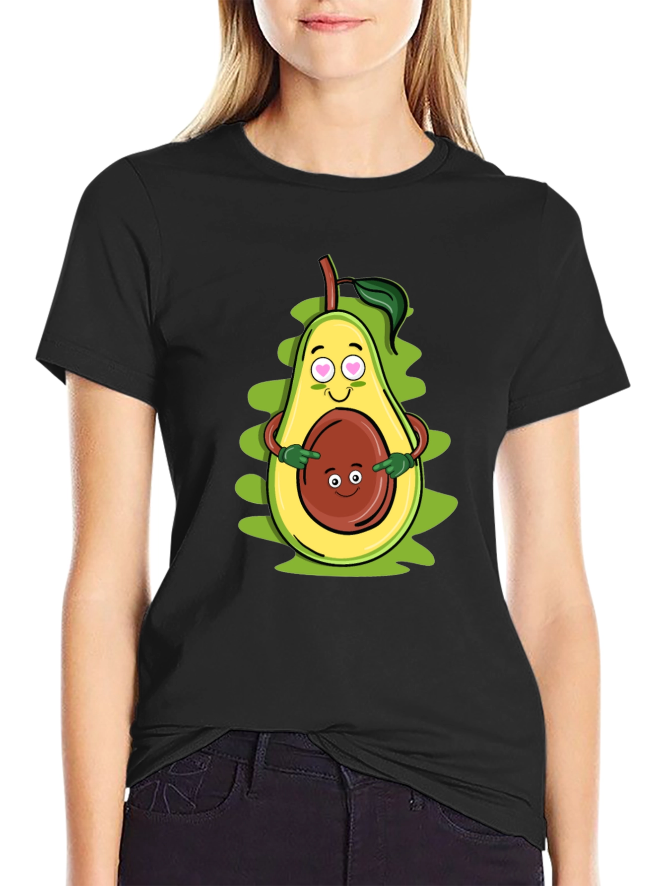 Black Funny Avocado Family Graphic T-Shirt view 2
