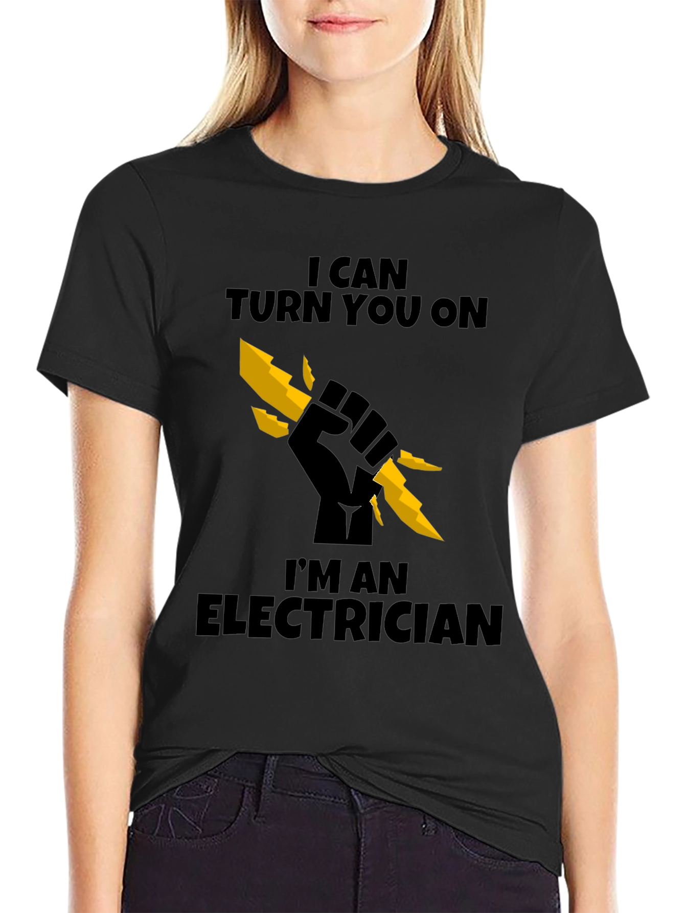Black Electrician T-Shirt - I Can Turn You On view 2