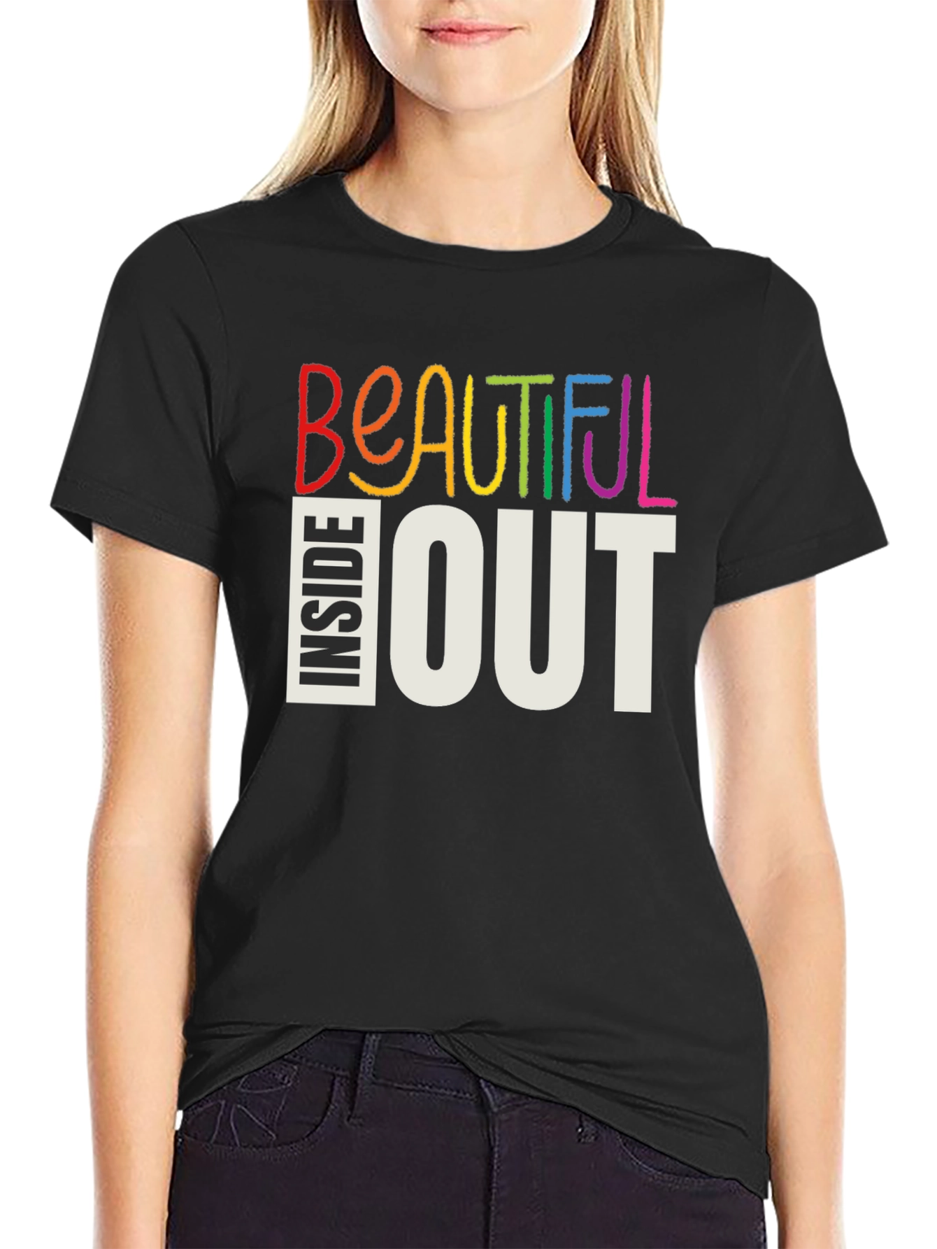 Black Beautiful Inside Out Graphic Tee - Stylish Comfort view 2