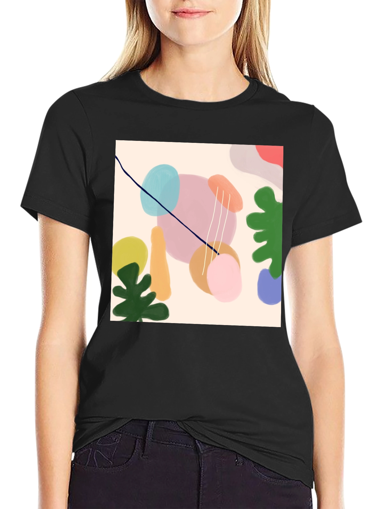 Black Abstract Art T-Shirt - Stylish Graphic Tee view 2