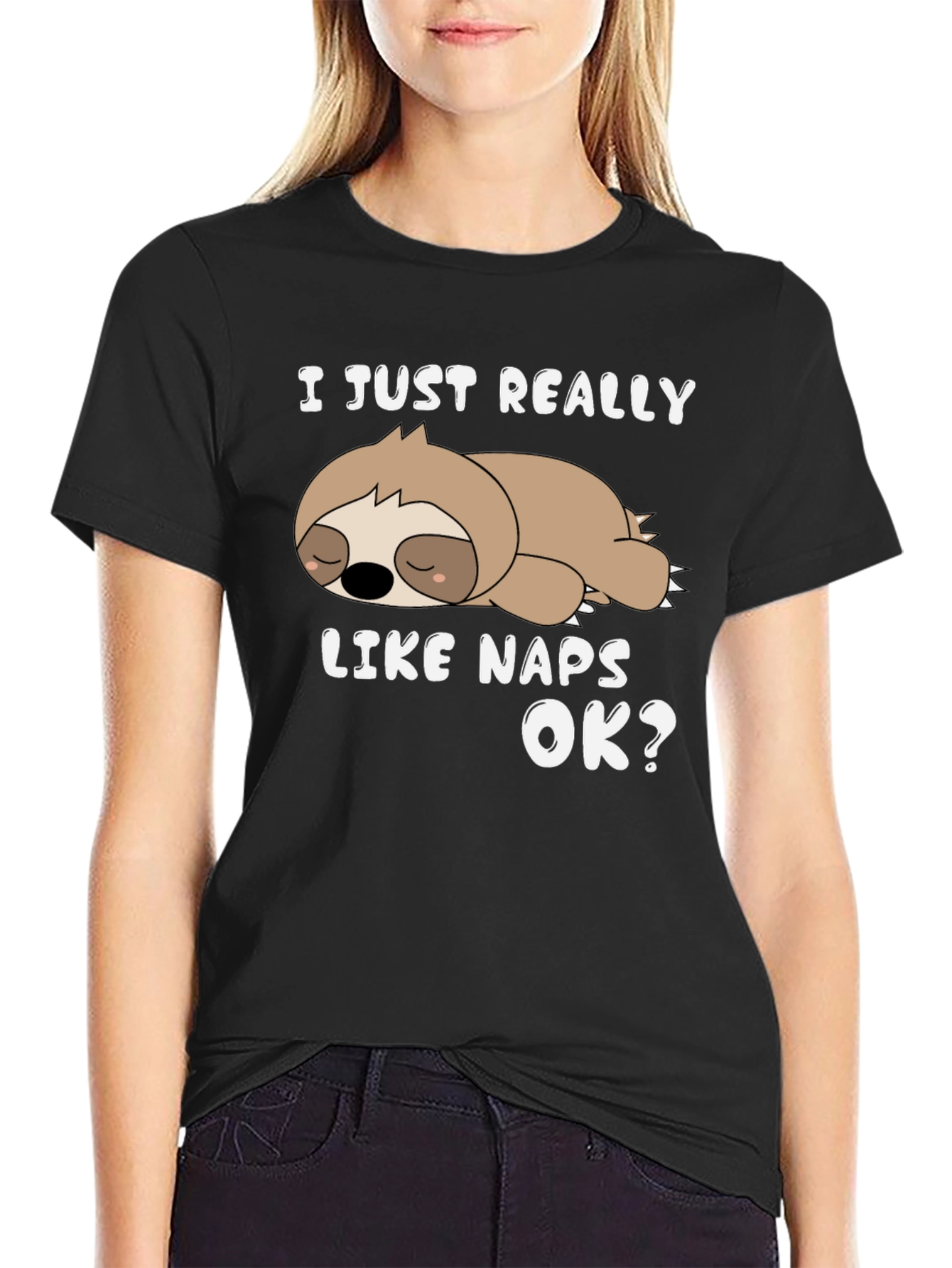 Black Sloth Naps Graphic T-Shirt view 2