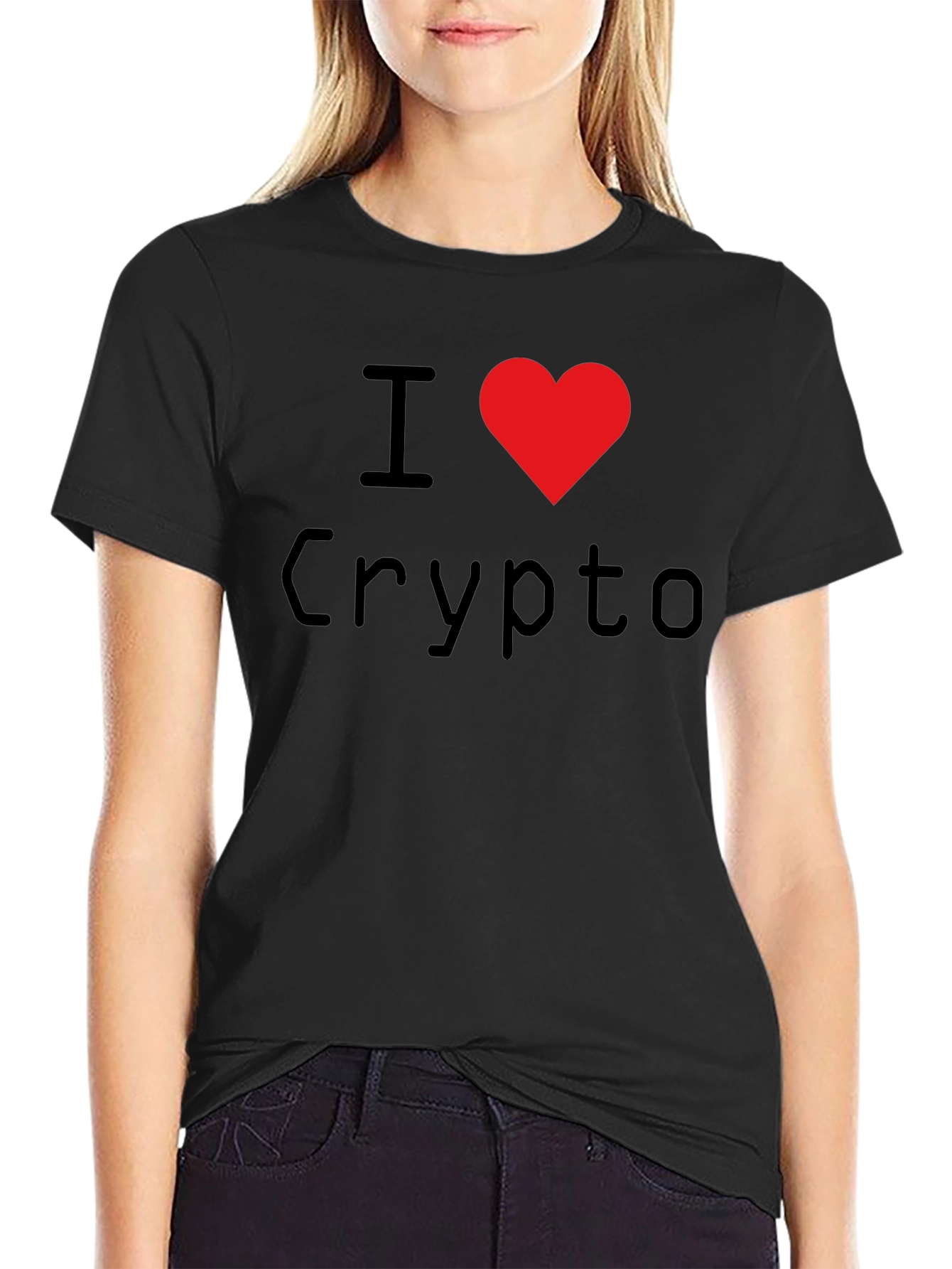 Black I Heart Crypto Black T-Shirt view 2