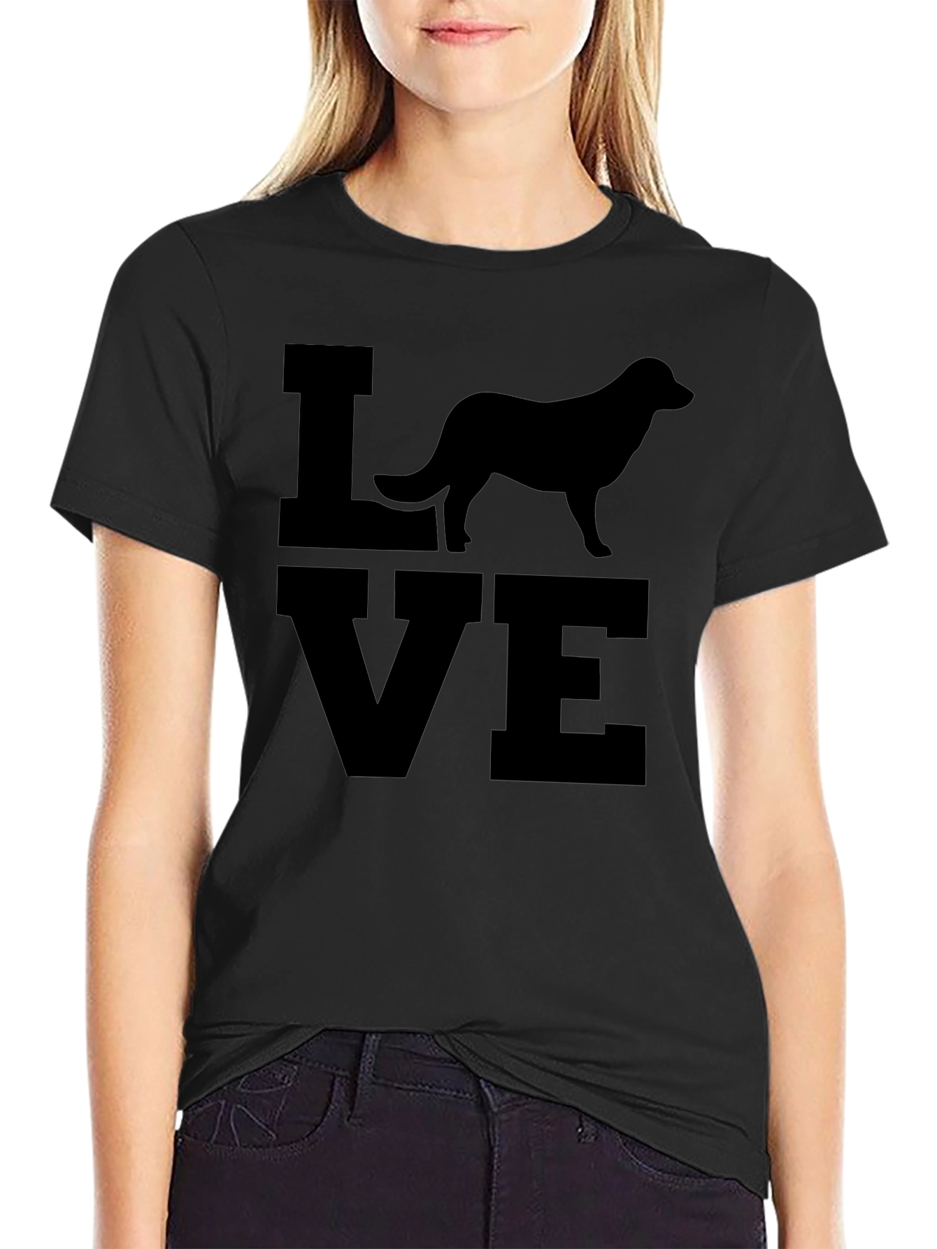 Black Dog Breed LOVE Graphic T-Shirt - Unisex view 2