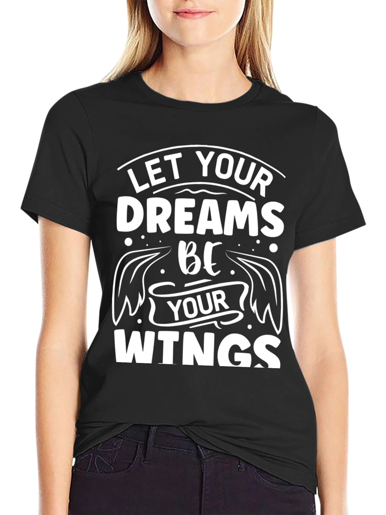 Black Dreams Be Your Wings Black T-Shirt Inspirational Men's Tee view 2